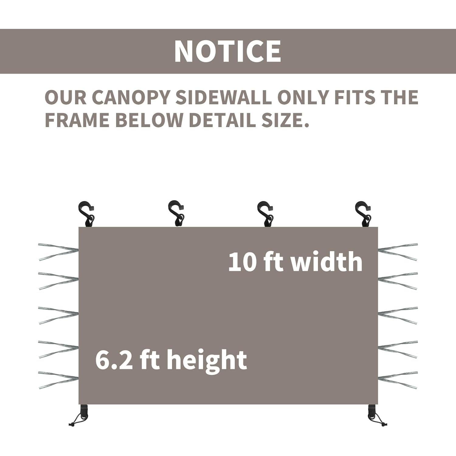 Pared Lateral para Carpa 3x3m MOQI Caqui Impermeable