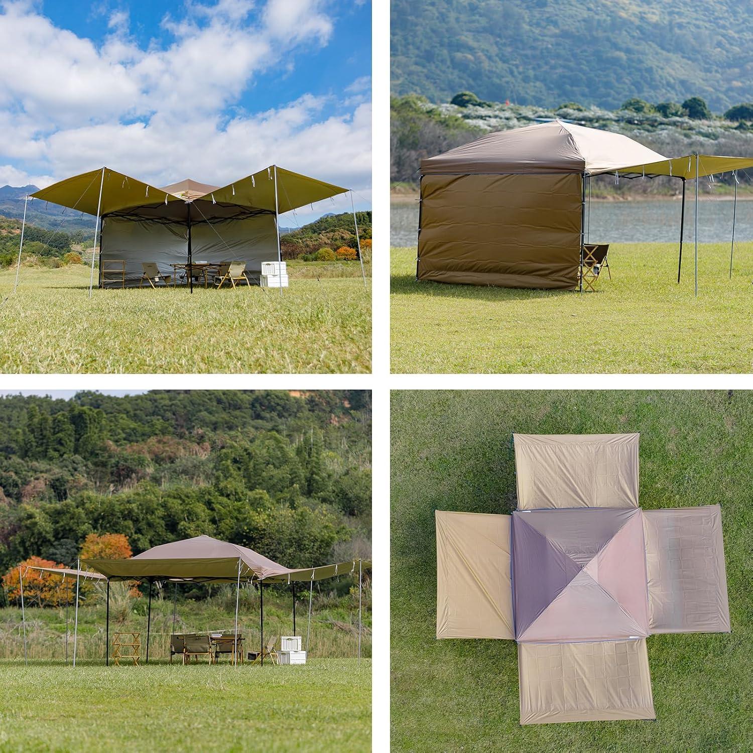 Pared Lateral para Carpa 3x3m MOQI Caqui Impermeable