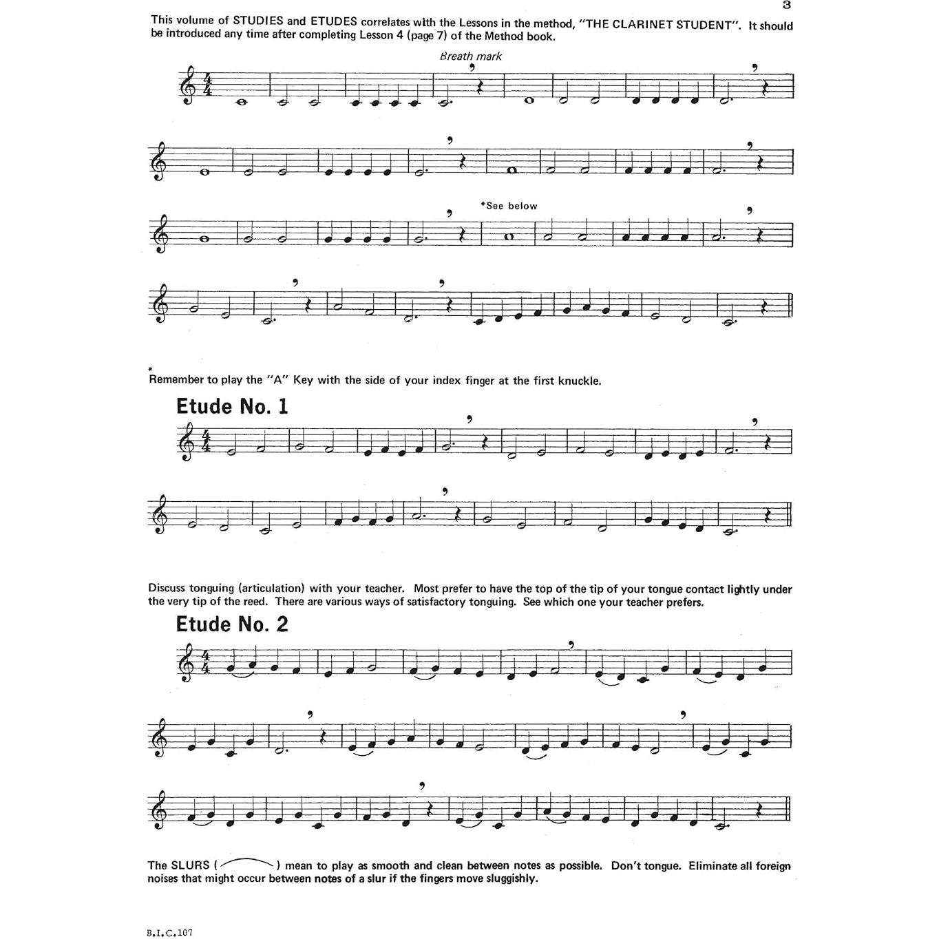 Studies and Melodious Etudes for Clarinet, Level 1 (Student Instrumental Course)