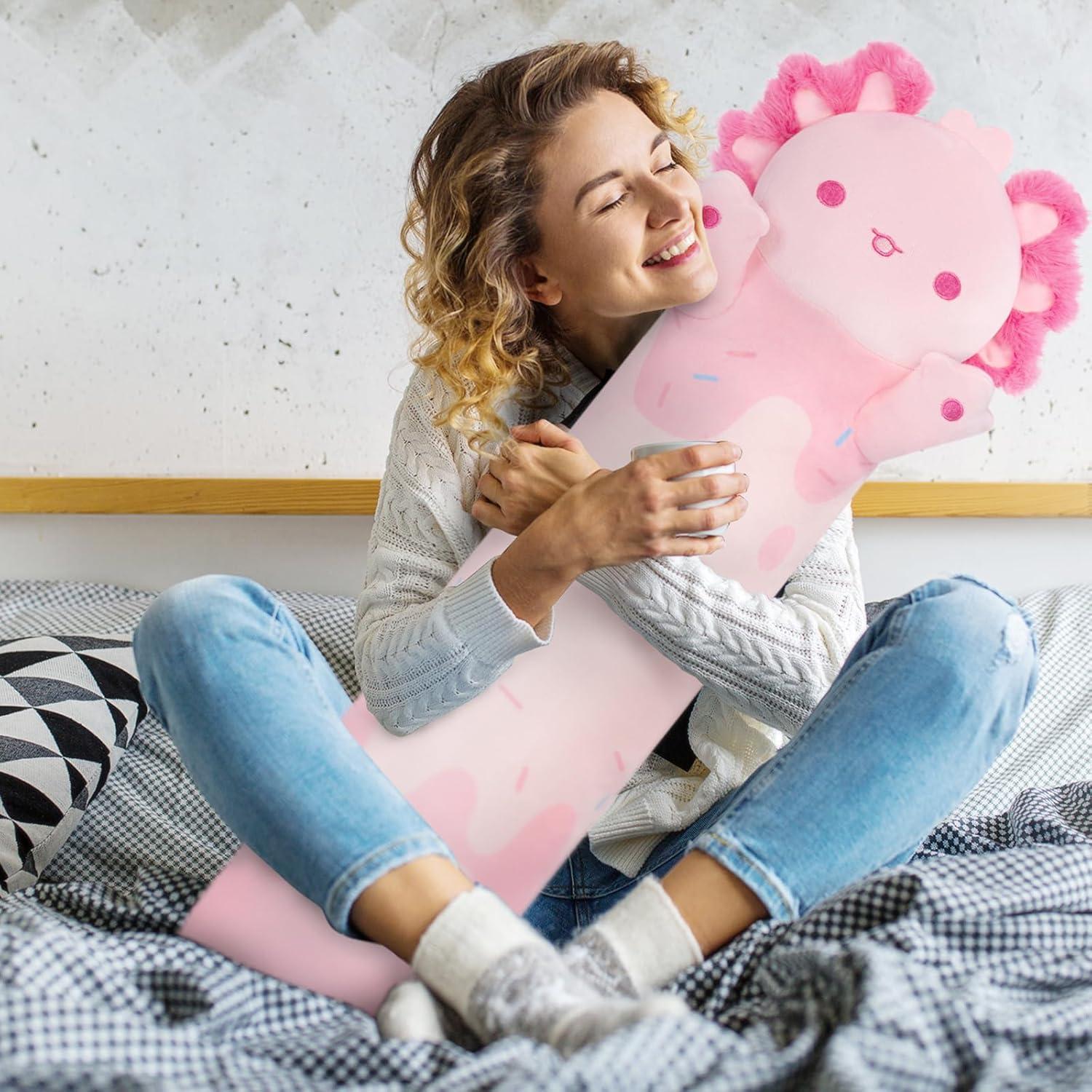 Peluche Axolote Rosa Mewaii 110 cm Almohada Suave