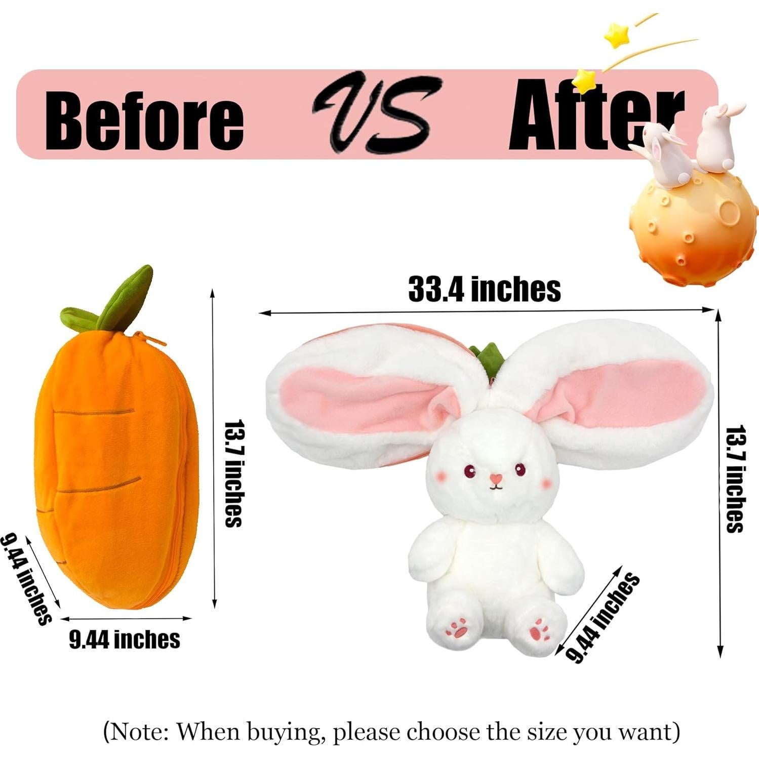 Peluche Reversible Conejo Zanahoria YOUBLEK 35 cm Suave