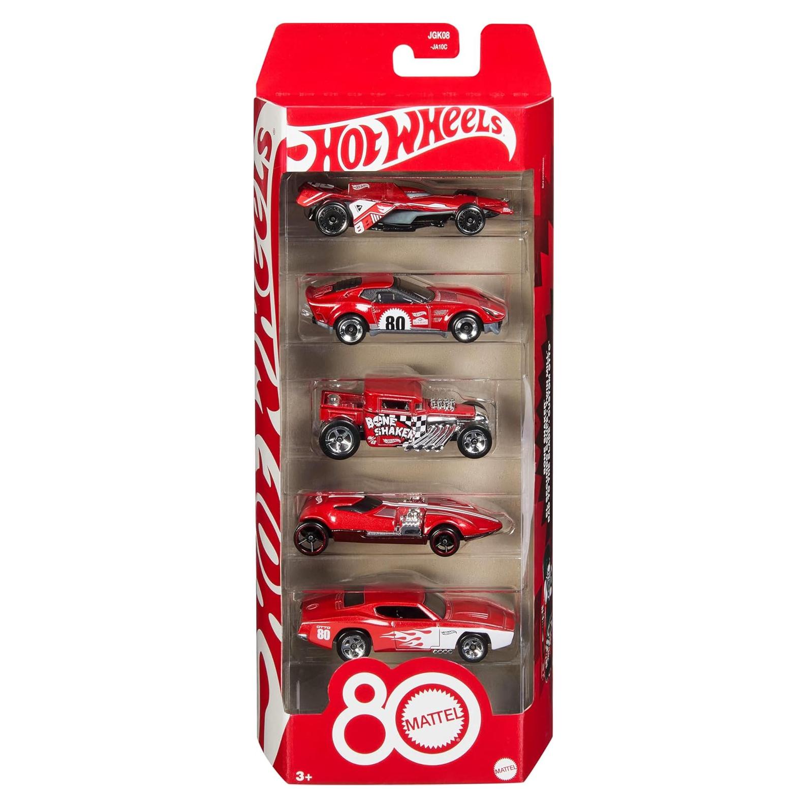 Set de 5 Coches de Juguete Hot Wheels 80 Aniversario 1:64
