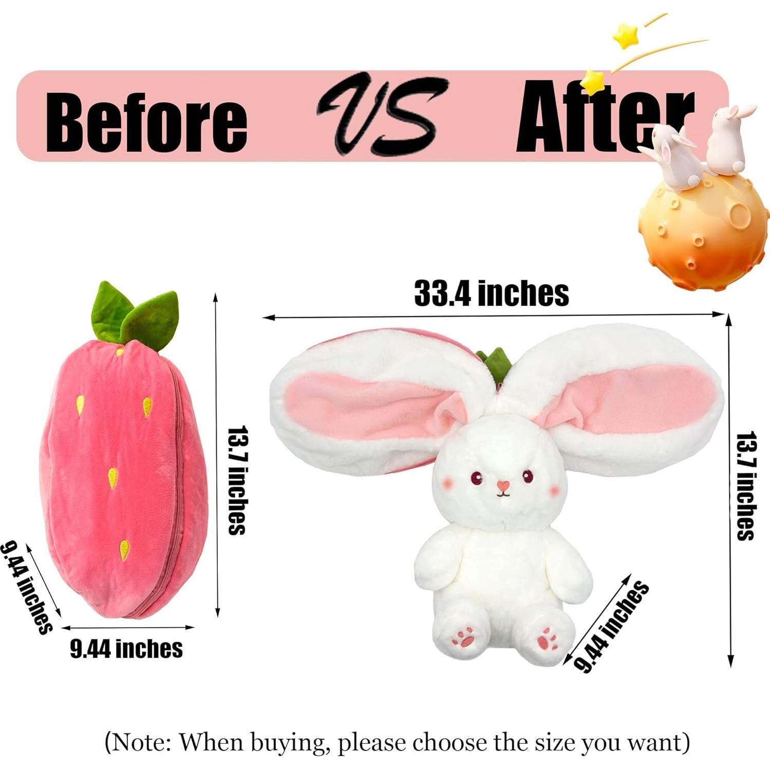 Conejo de Peluche Reversible YOUBLEK 35 cm Fresa