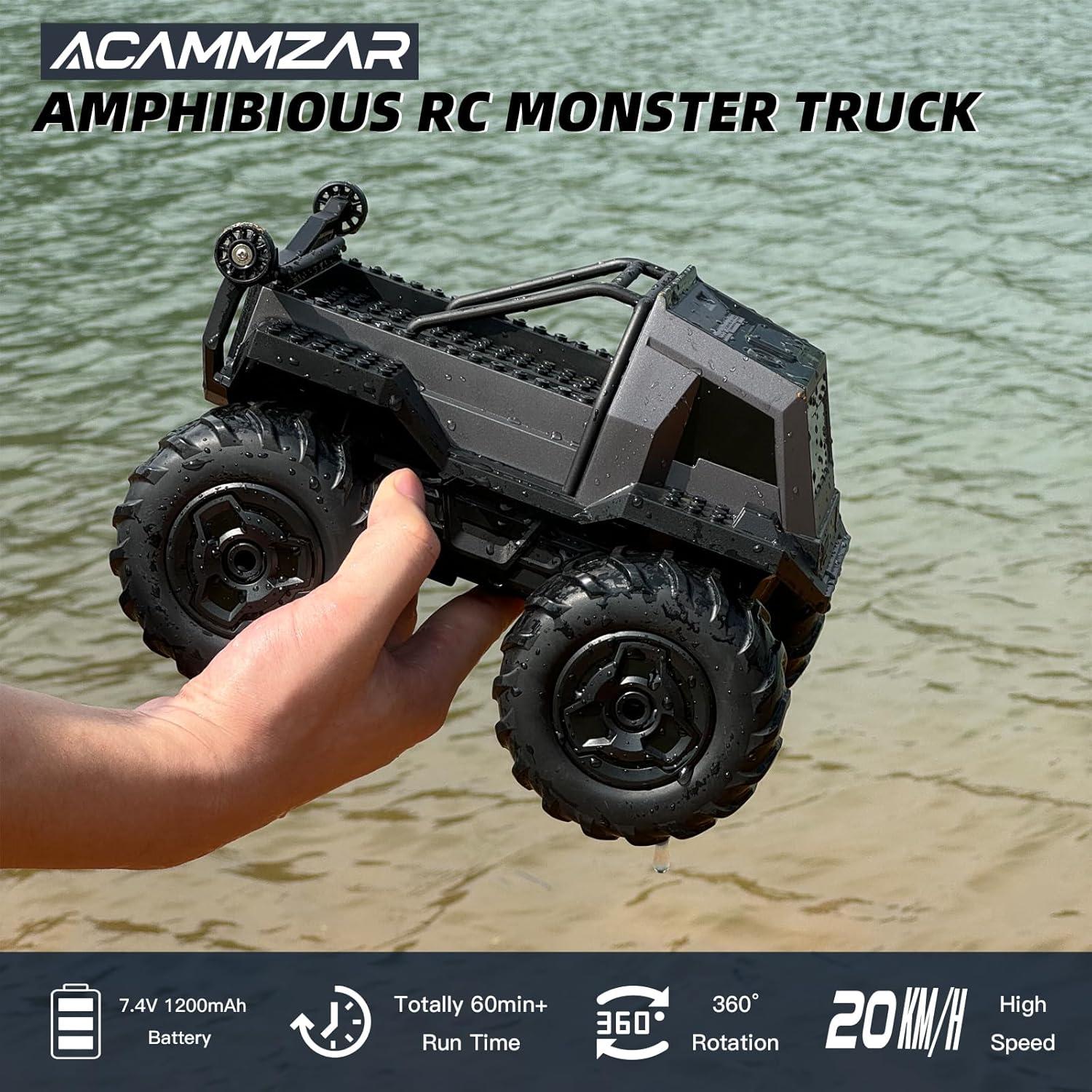 Coche RC Anfibio ACAMMZAR 1:16 4WD Impermeable 60 Minutos