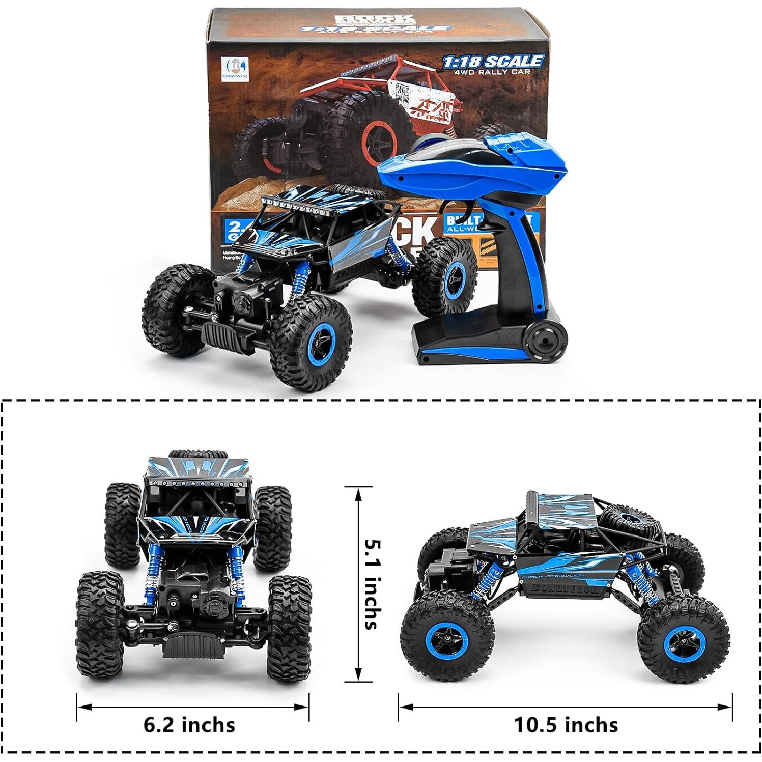 Coche RC Todo Terreno Cheerwing 1:18 4WD Azul con 2 Baterías