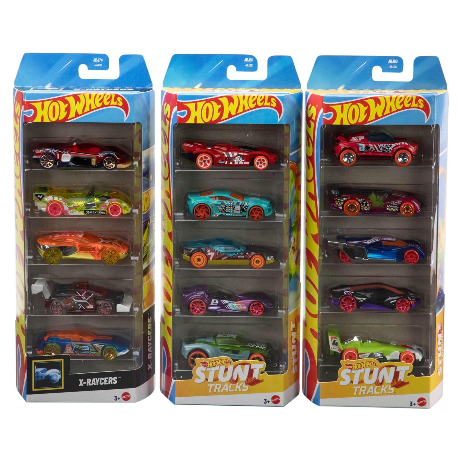 Paquete de 5 coches Hot Wheels a escala 1:64 - 15 vehículos temáticos