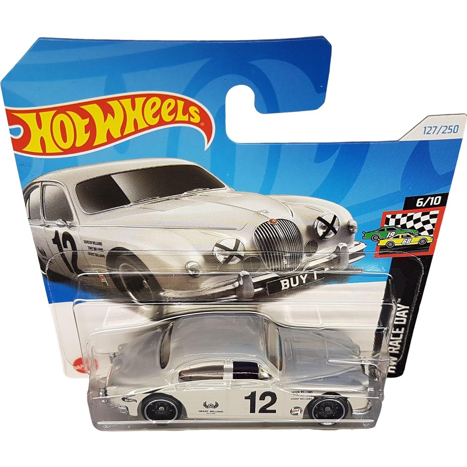 Hot Wheels Jaguar MK1 Coche de Carreras Plateado 1:64