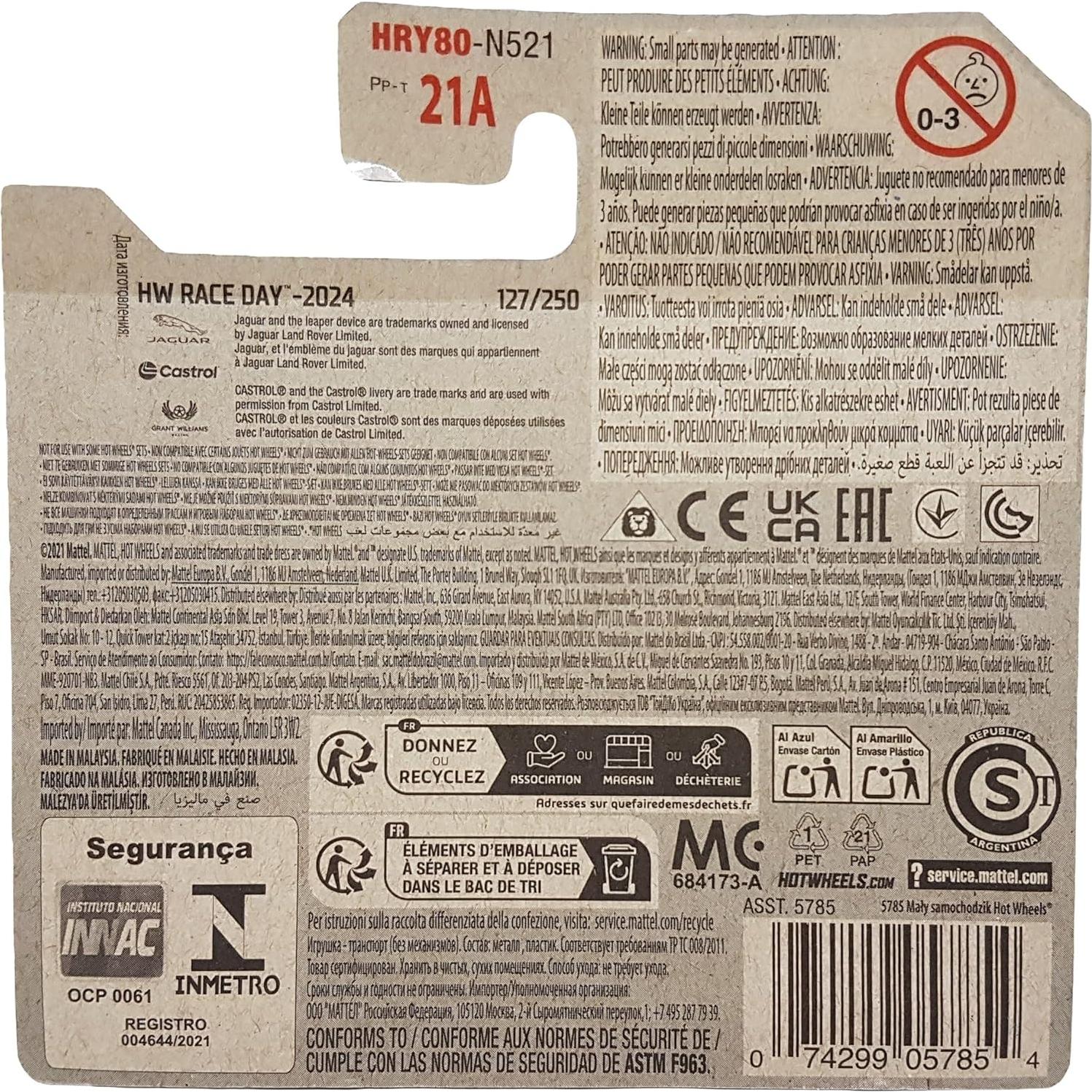 Hot Wheels Jaguar MK1 Coche de Carreras Plateado 1:64