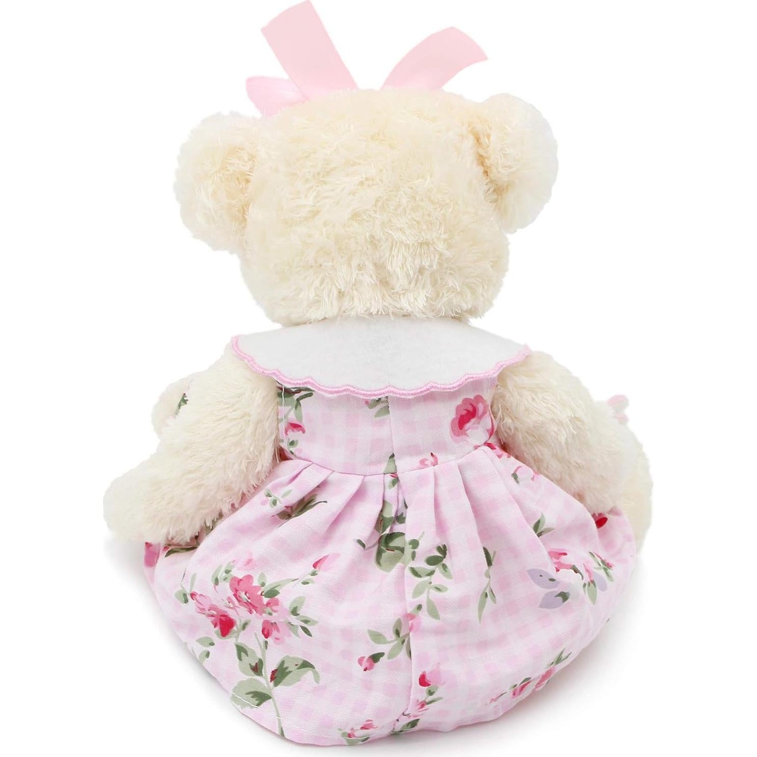 Osito de Peluche Oitscute 25 cm con Vestido Rosa y Conejo