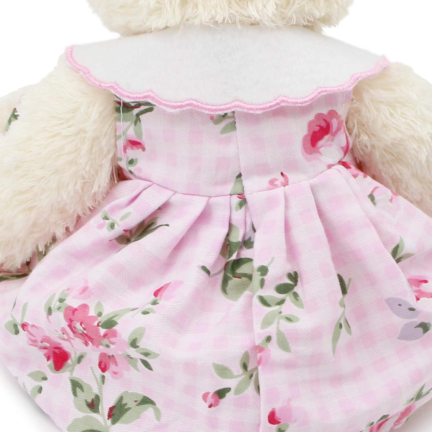 Osito de Peluche Oitscute 25 cm con Vestido Rosa y Conejo