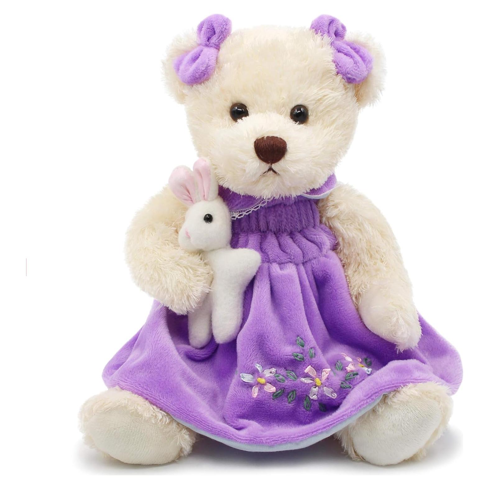 Osito de Peluche Oitscute 25 cm con Vestido Morado