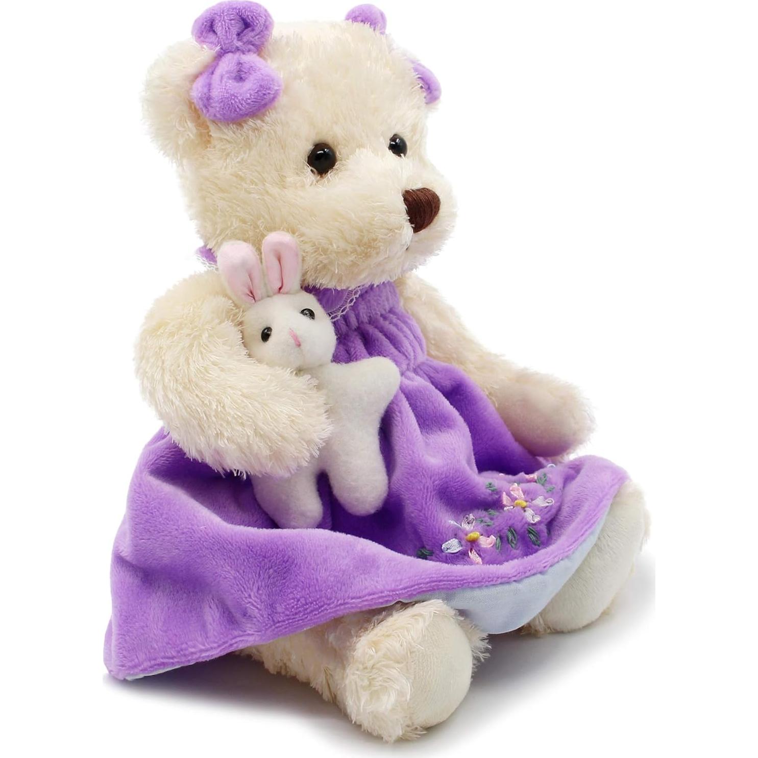 Osito de Peluche Oitscute 25 cm con Vestido Morado