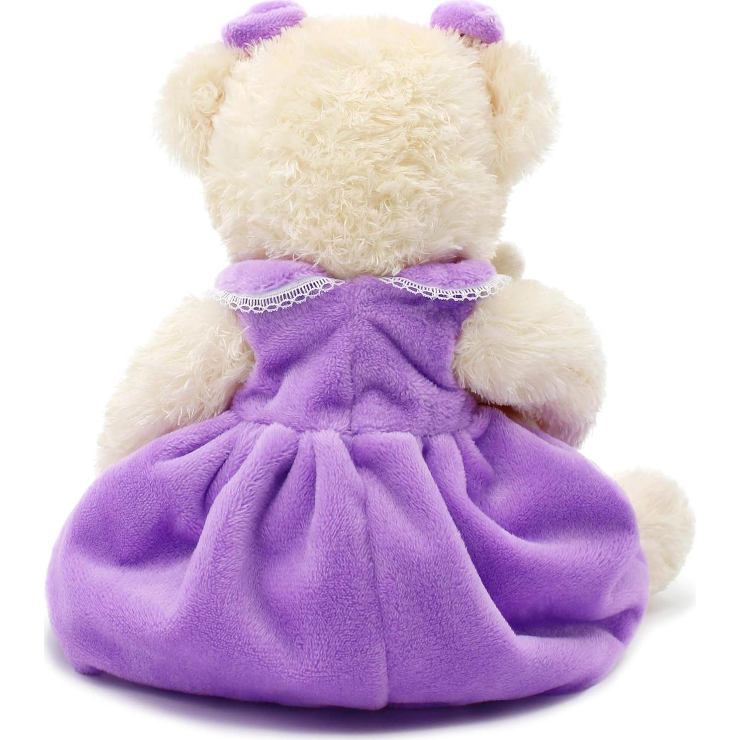 Osito de Peluche Oitscute 25 cm con Vestido Morado