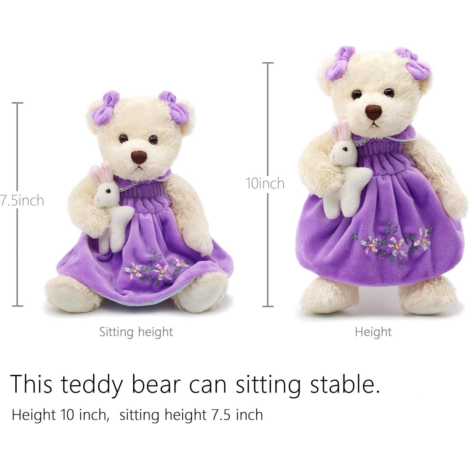 Osito de Peluche Oitscute 25 cm con Vestido Morado
