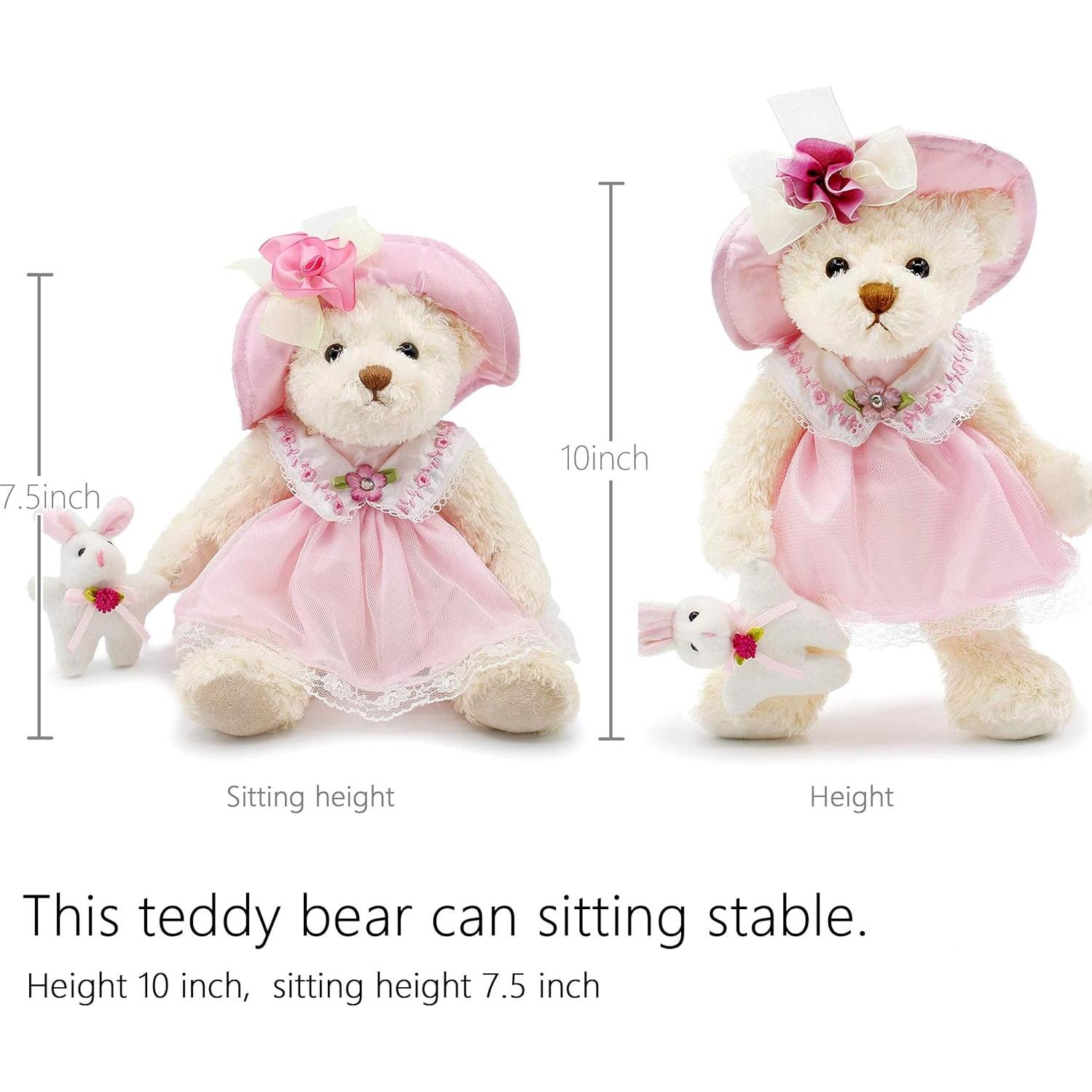 Osito de Peluche Oitscute 25 cm con Vestido Rosa