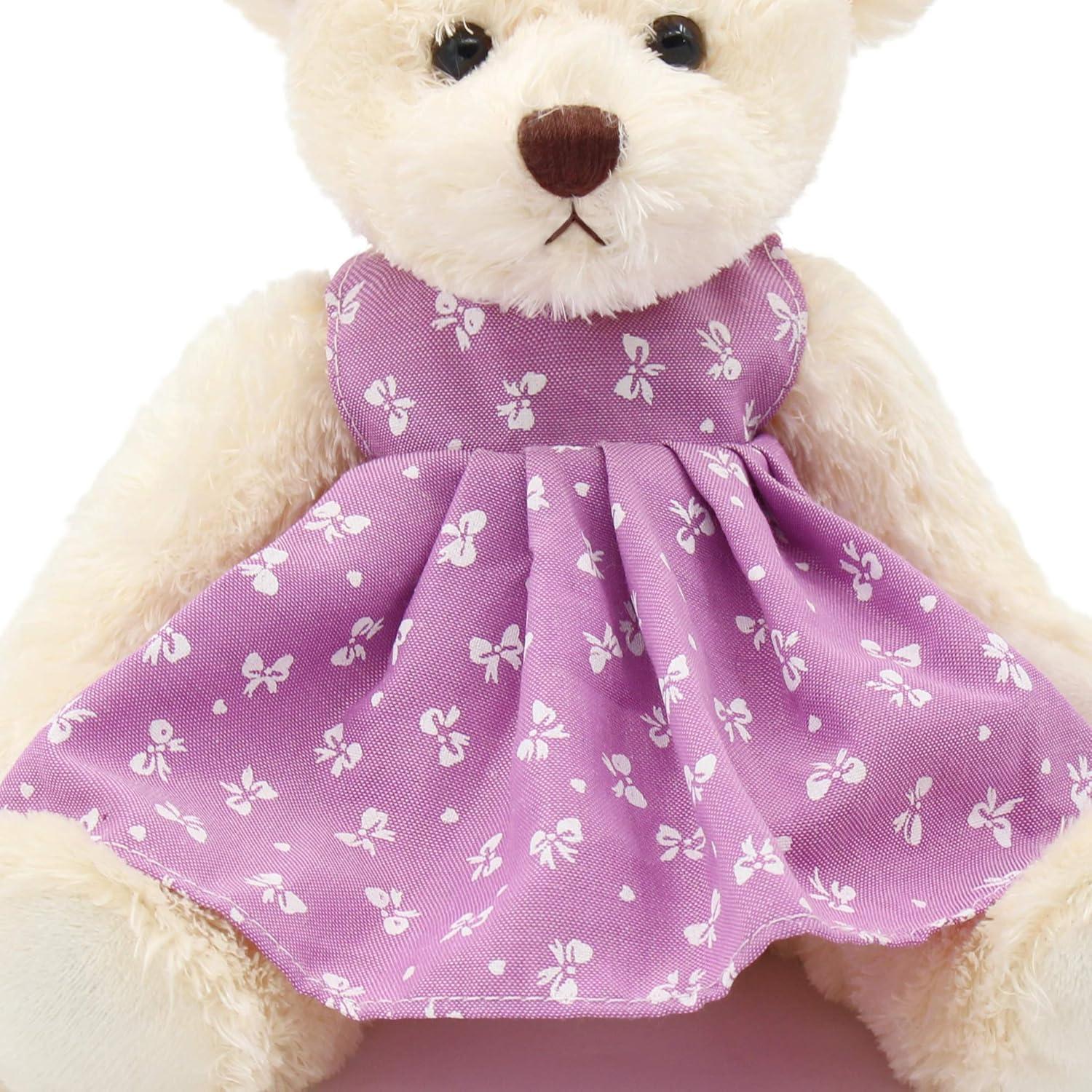 Osito de Peluche Dixin 25 cm con Vestido Púrpura