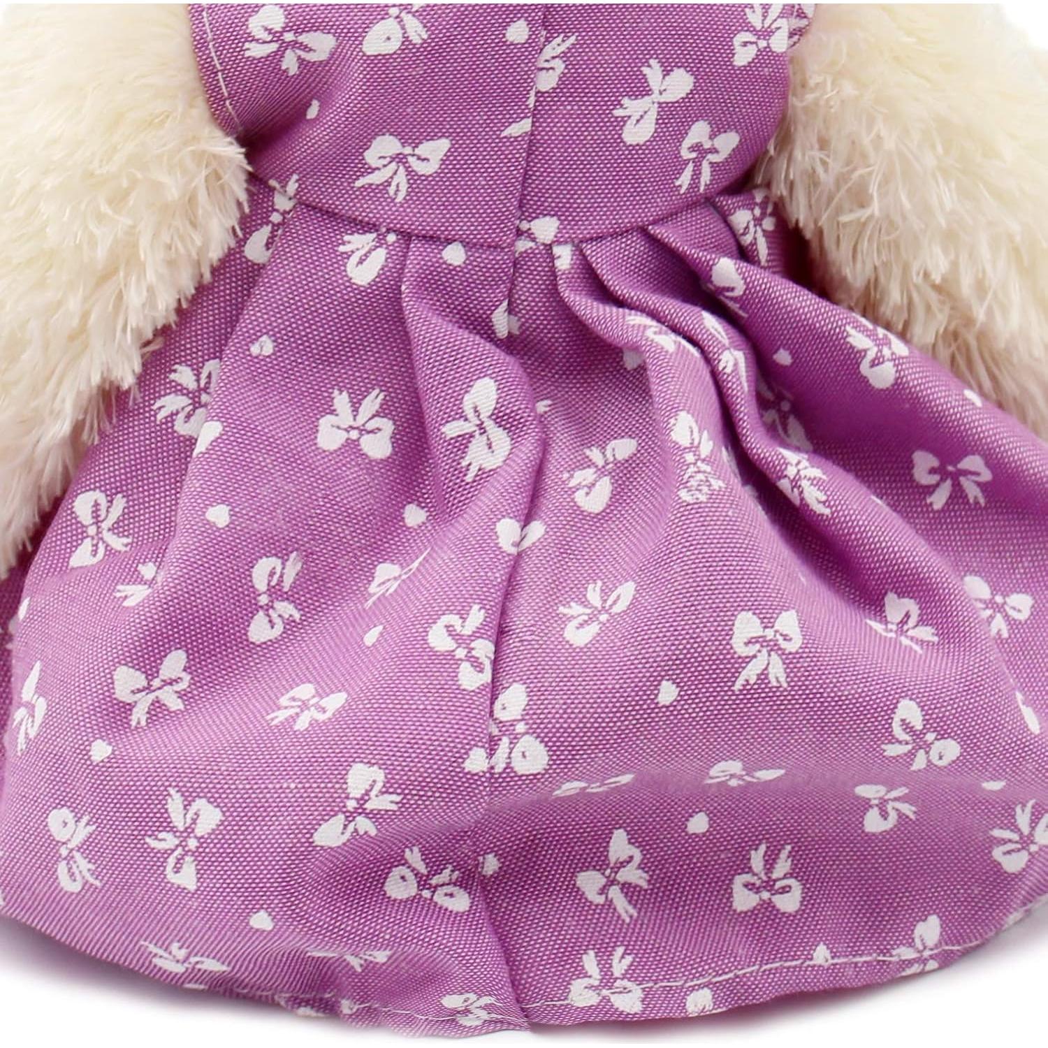 Osito de Peluche Dixin 25 cm con Vestido Púrpura