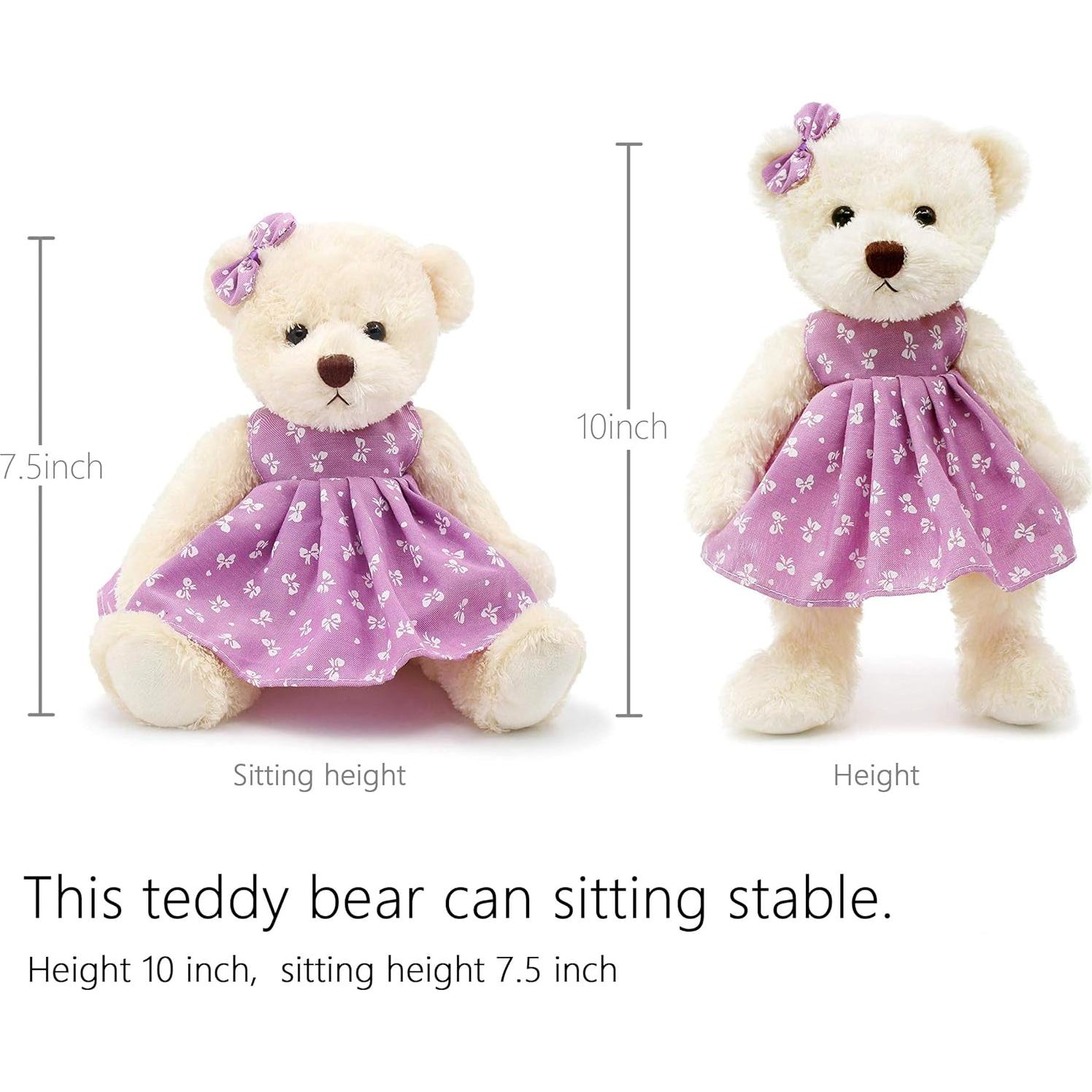 Osito de Peluche Dixin 25 cm con Vestido Púrpura