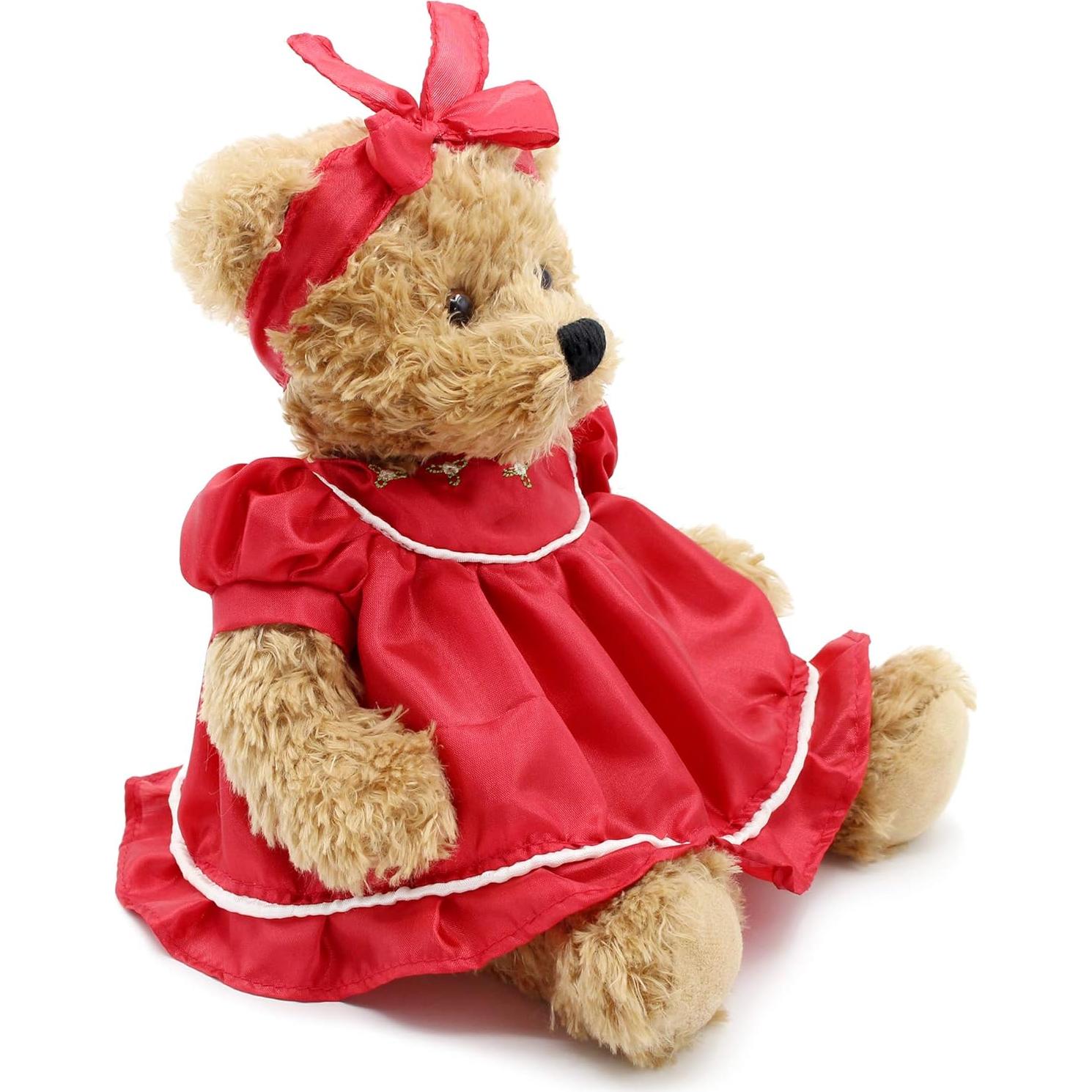 Osito de Peluche Oitscute 25 cm con Vestido Rojo