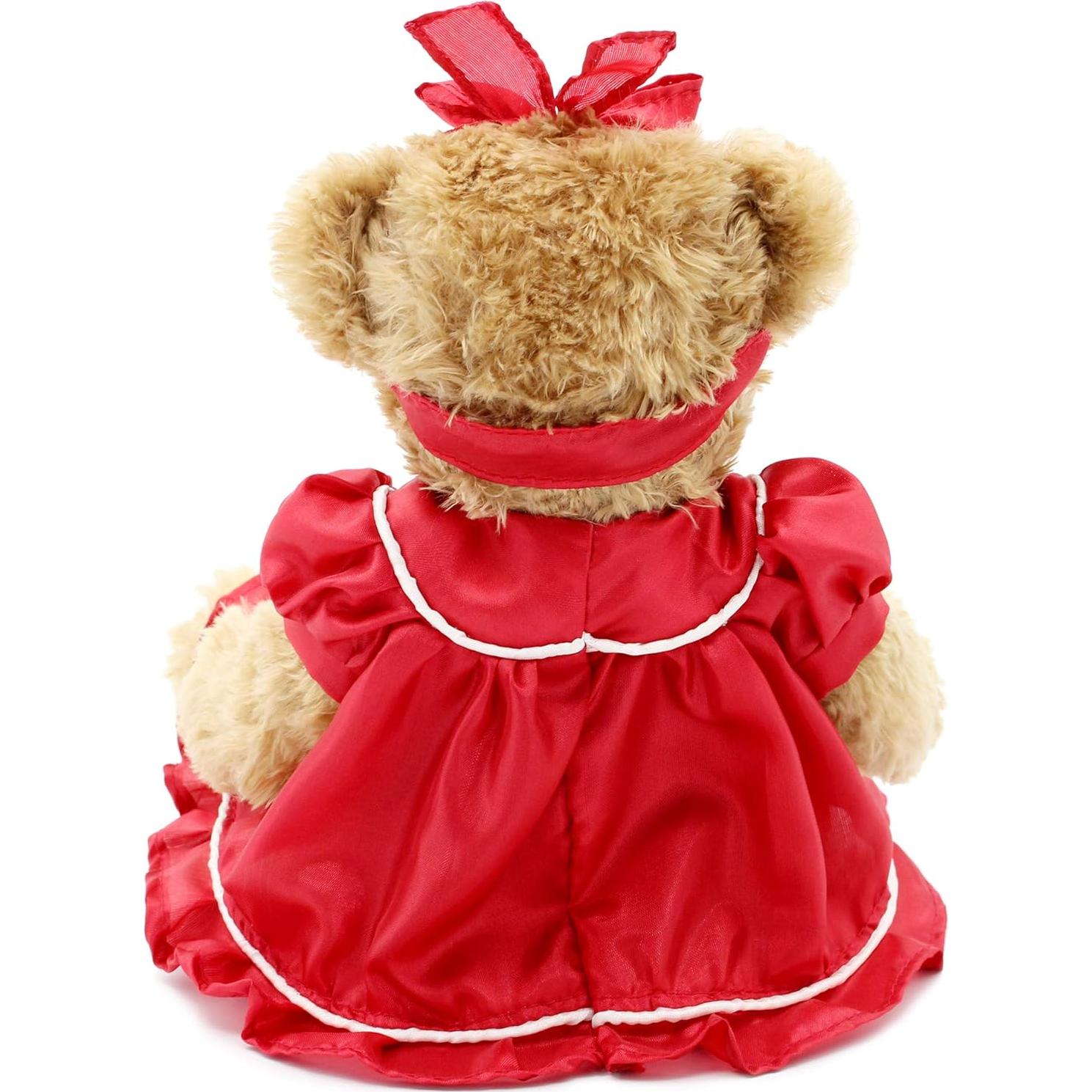 Osito de Peluche Oitscute 25 cm con Vestido Rojo