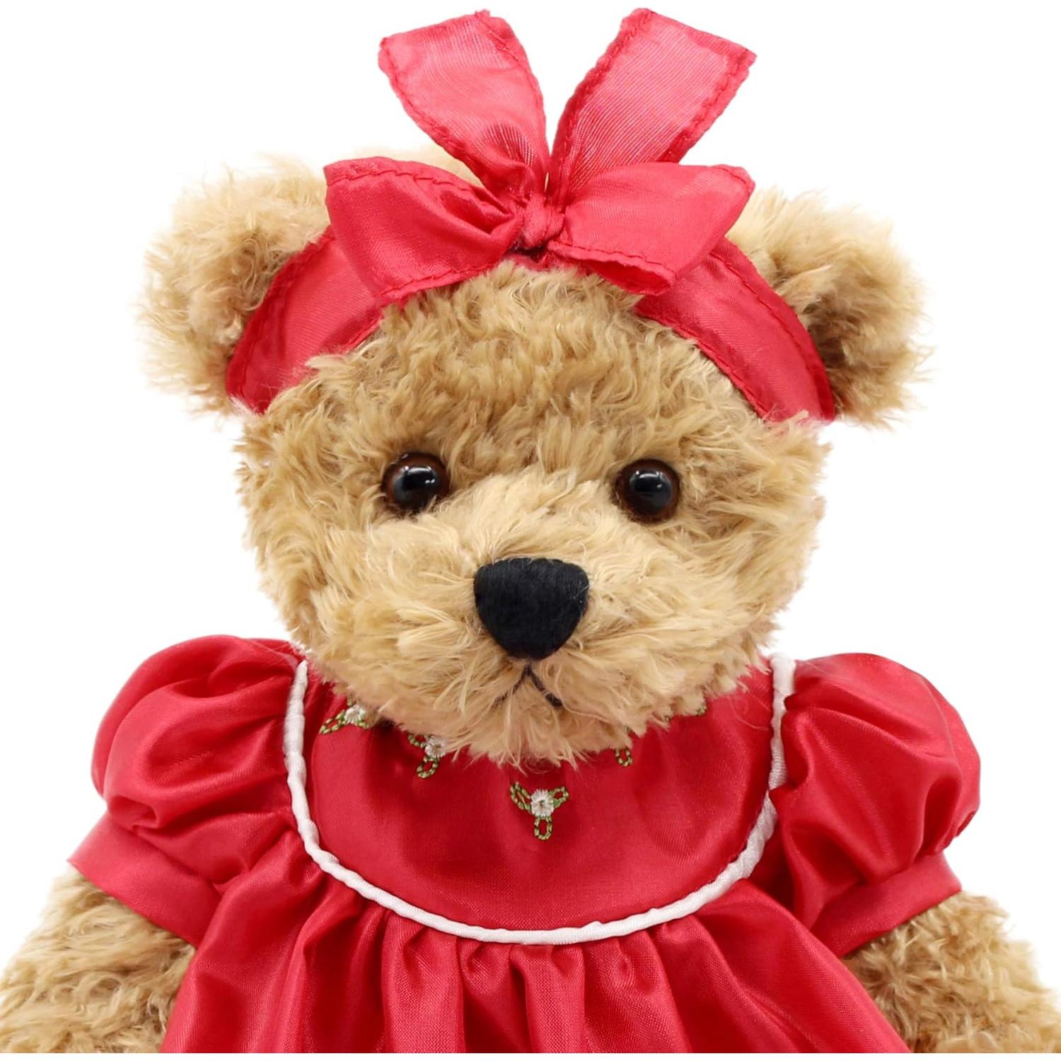 Osito de Peluche Oitscute 25 cm con Vestido Rojo
