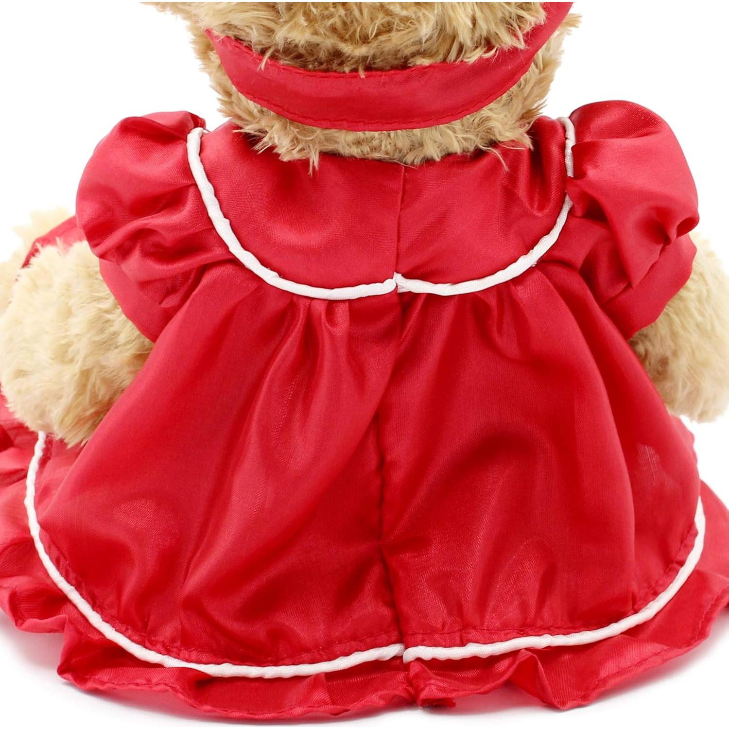 Osito de Peluche Oitscute 25 cm con Vestido Rojo