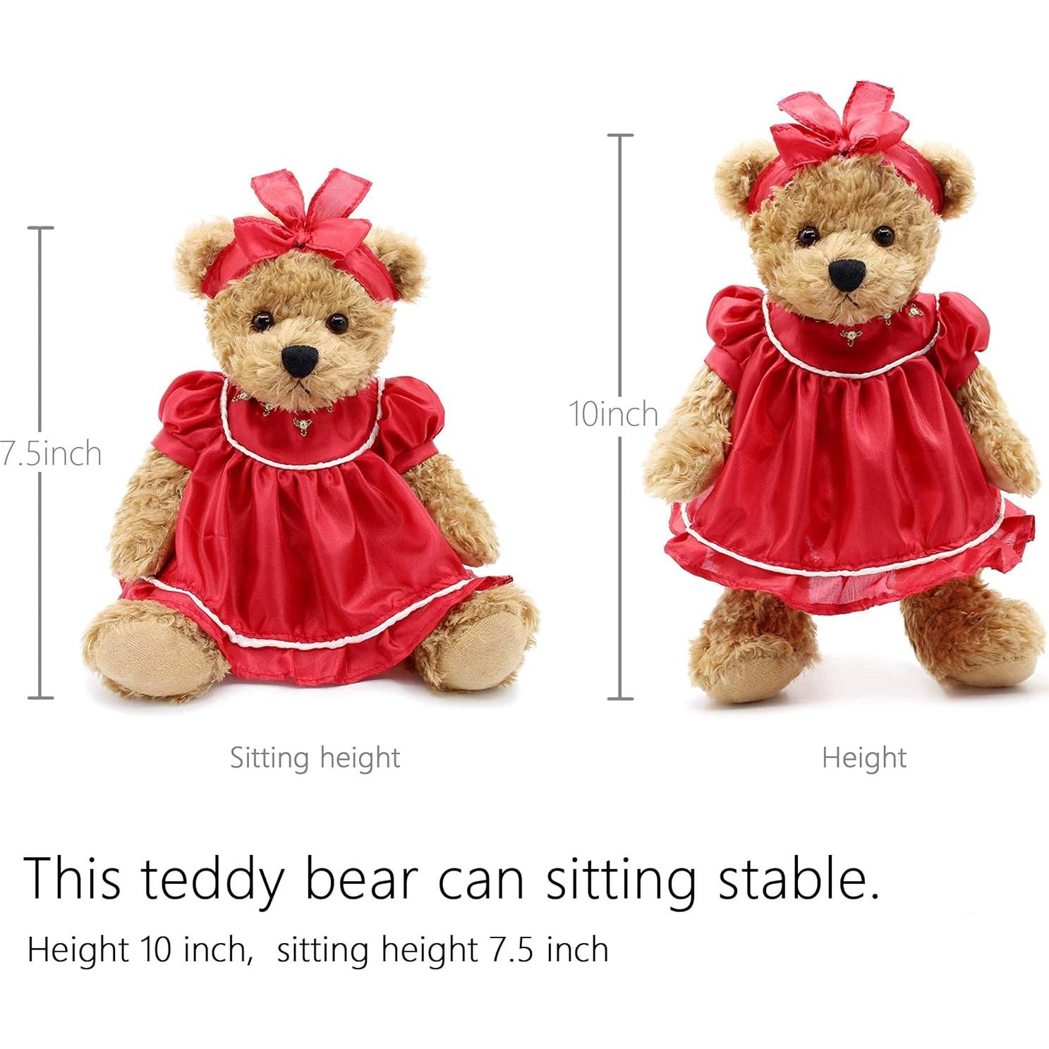 Osito de Peluche Oitscute 25 cm con Vestido Rojo