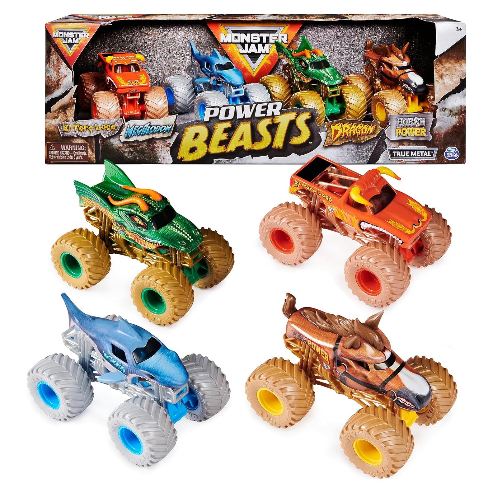 Paquete de 4 Camiones Monstruo Power Beasts Monster Jam 1:64