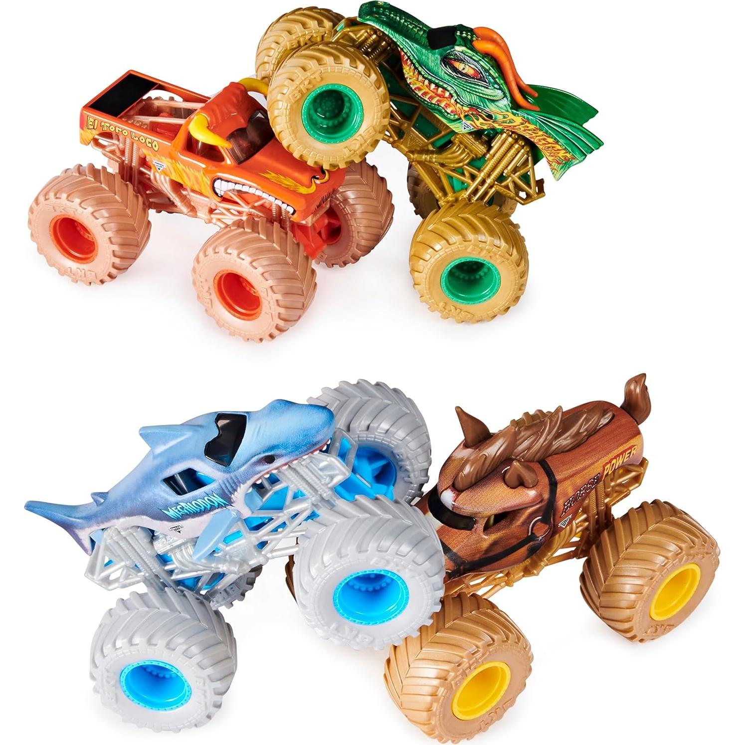 Paquete de 4 Camiones Monstruo Power Beasts Monster Jam 1:64