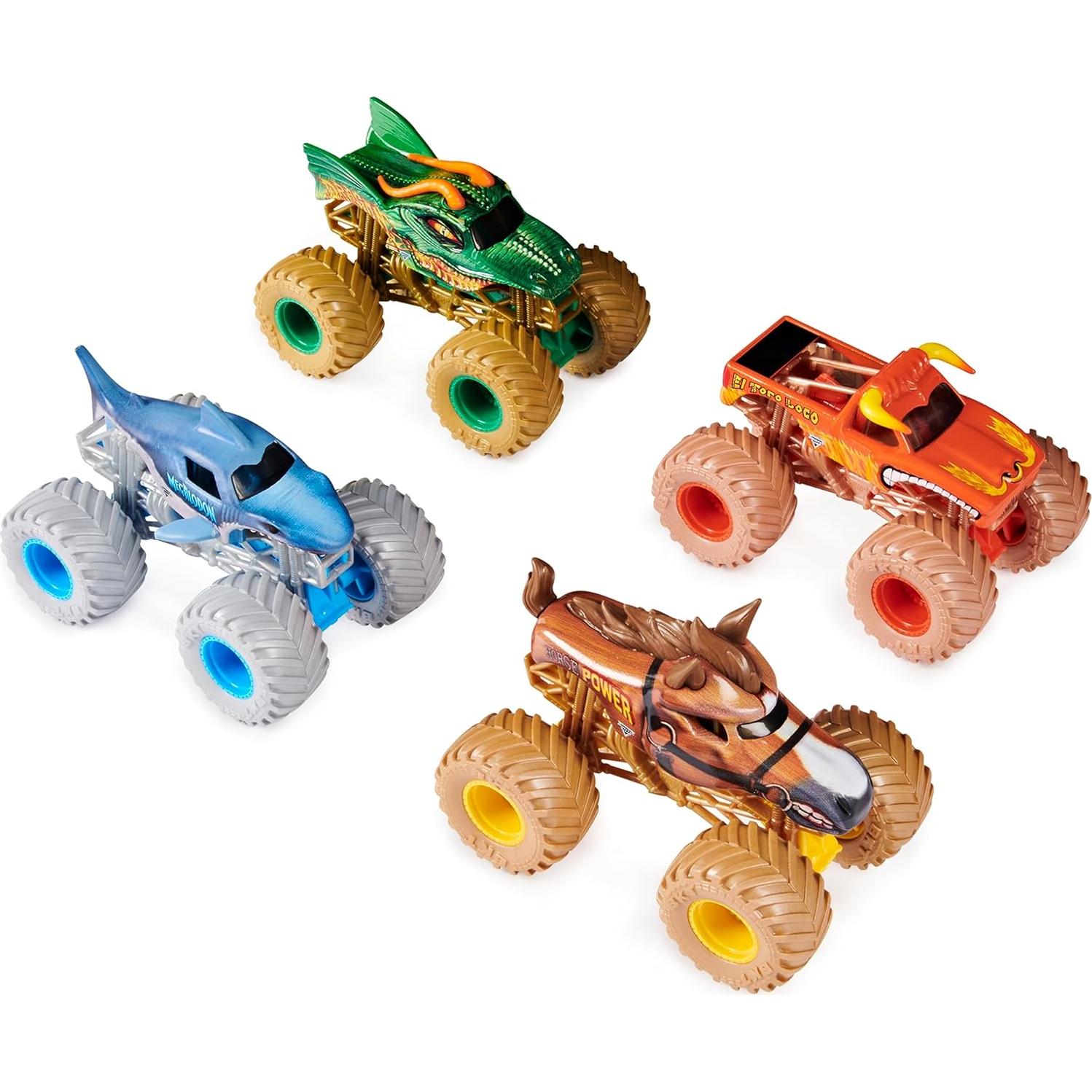 Paquete de 4 Camiones Monstruo Power Beasts Monster Jam 1:64