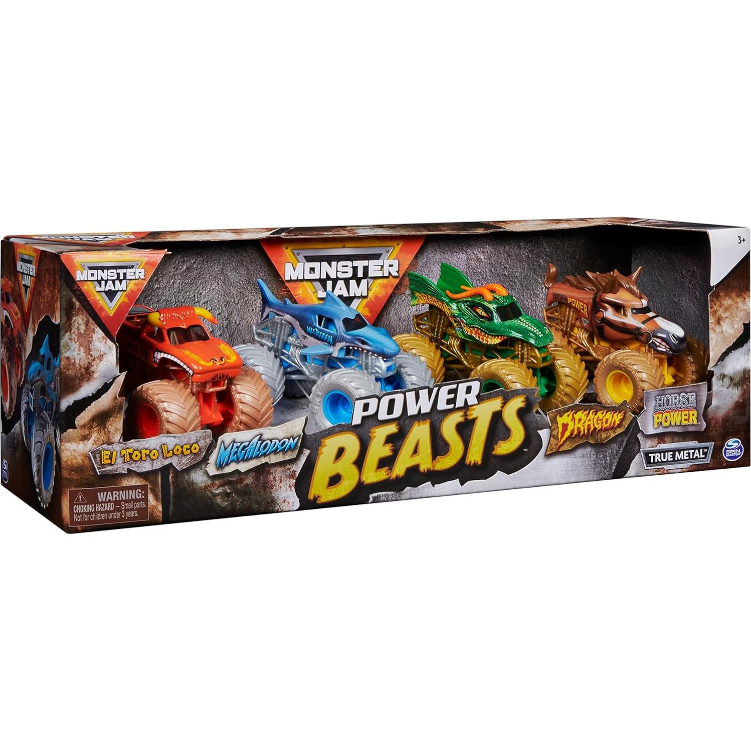Paquete de 4 Camiones Monstruo Power Beasts Monster Jam 1:64