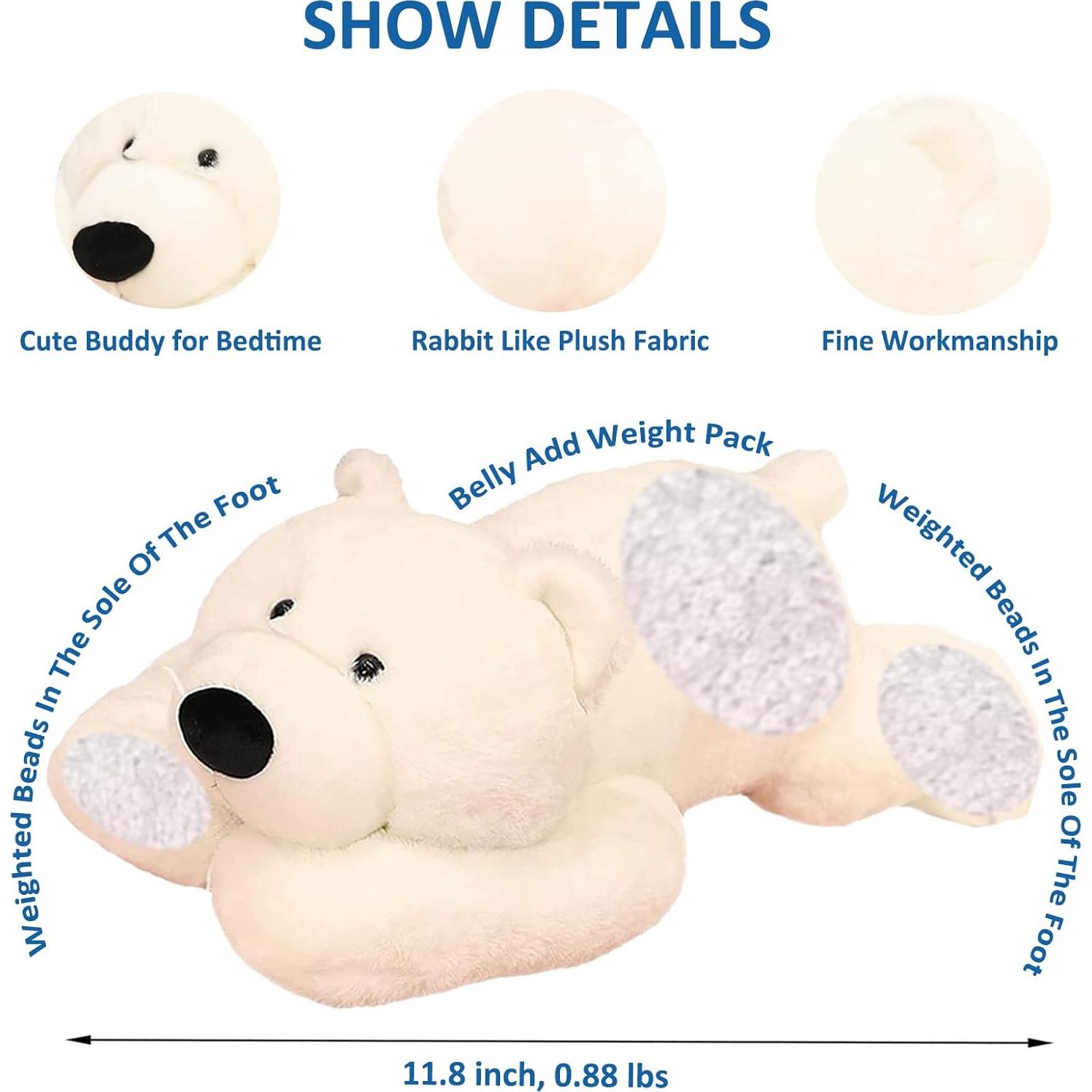 Oso de Peluche con Peso Ronivia 30cm Blanco Suave