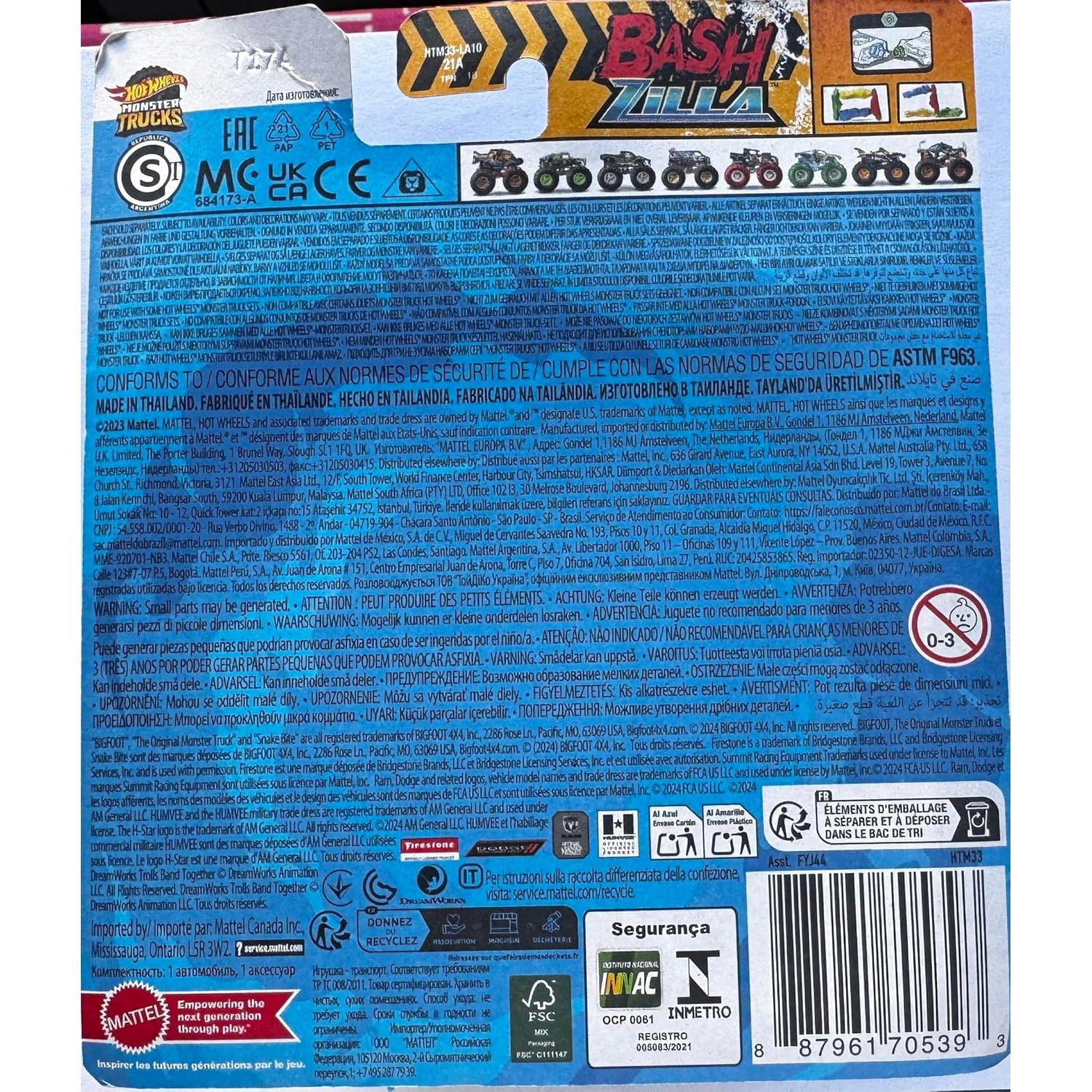 Hot Wheels Monster Trucks 2024 Bash Zilla 1:64 Metal