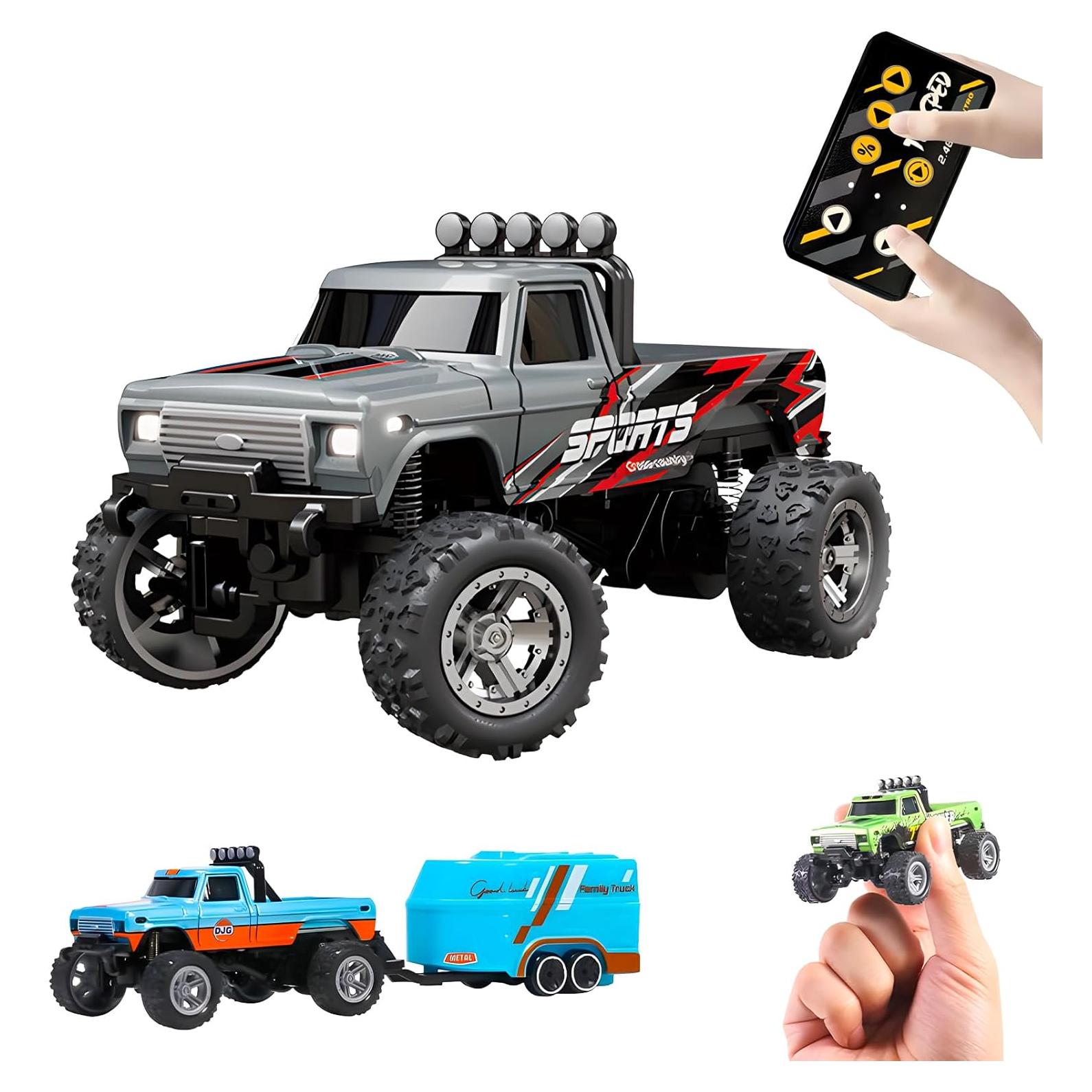 Mini Camión RC Monstruo Atlodas 1:64 con Luces y Control Remoto