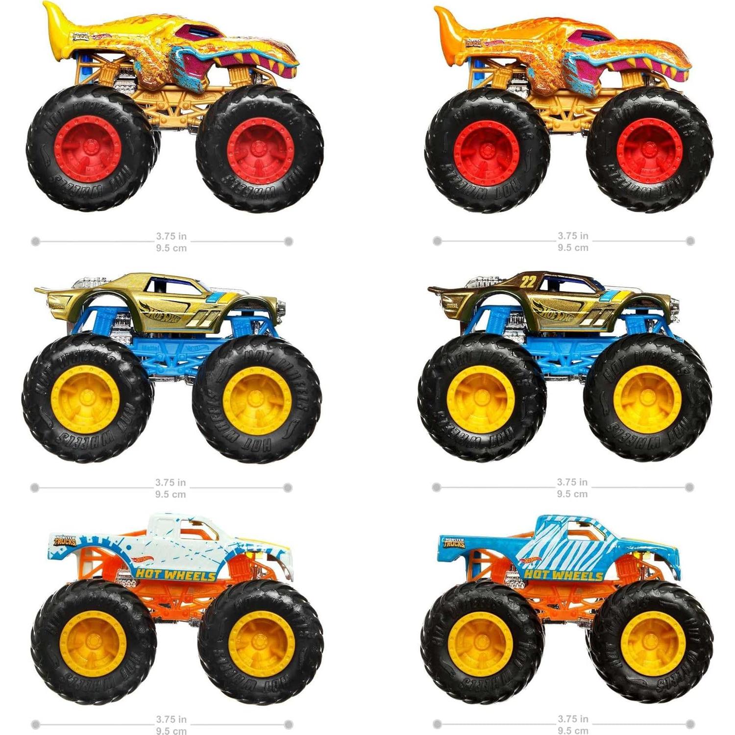 Hot Wheels Monster Trucks 1:64 Cambiadores de Color - Paquete de 3