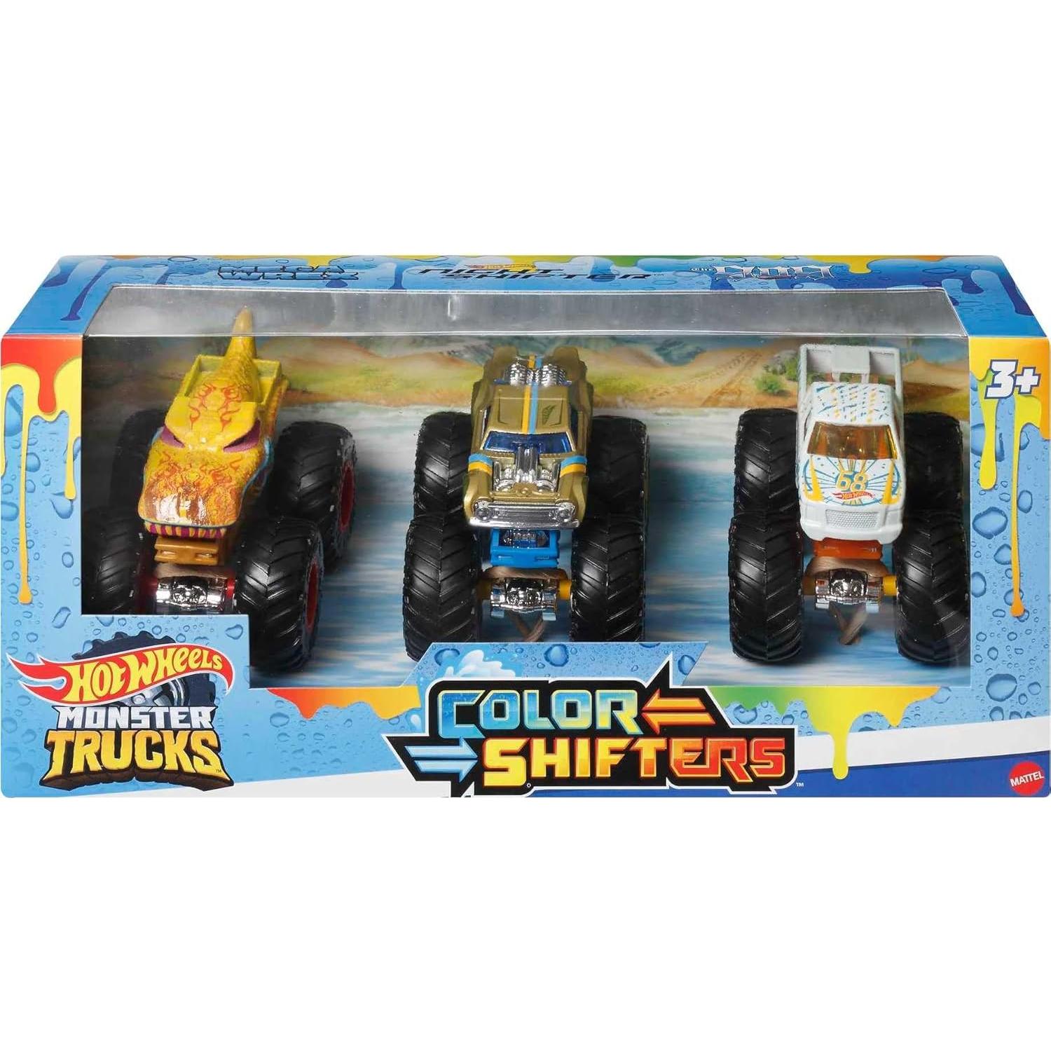 Hot Wheels Monster Trucks 1:64 Cambiadores de Color - Paquete de 3