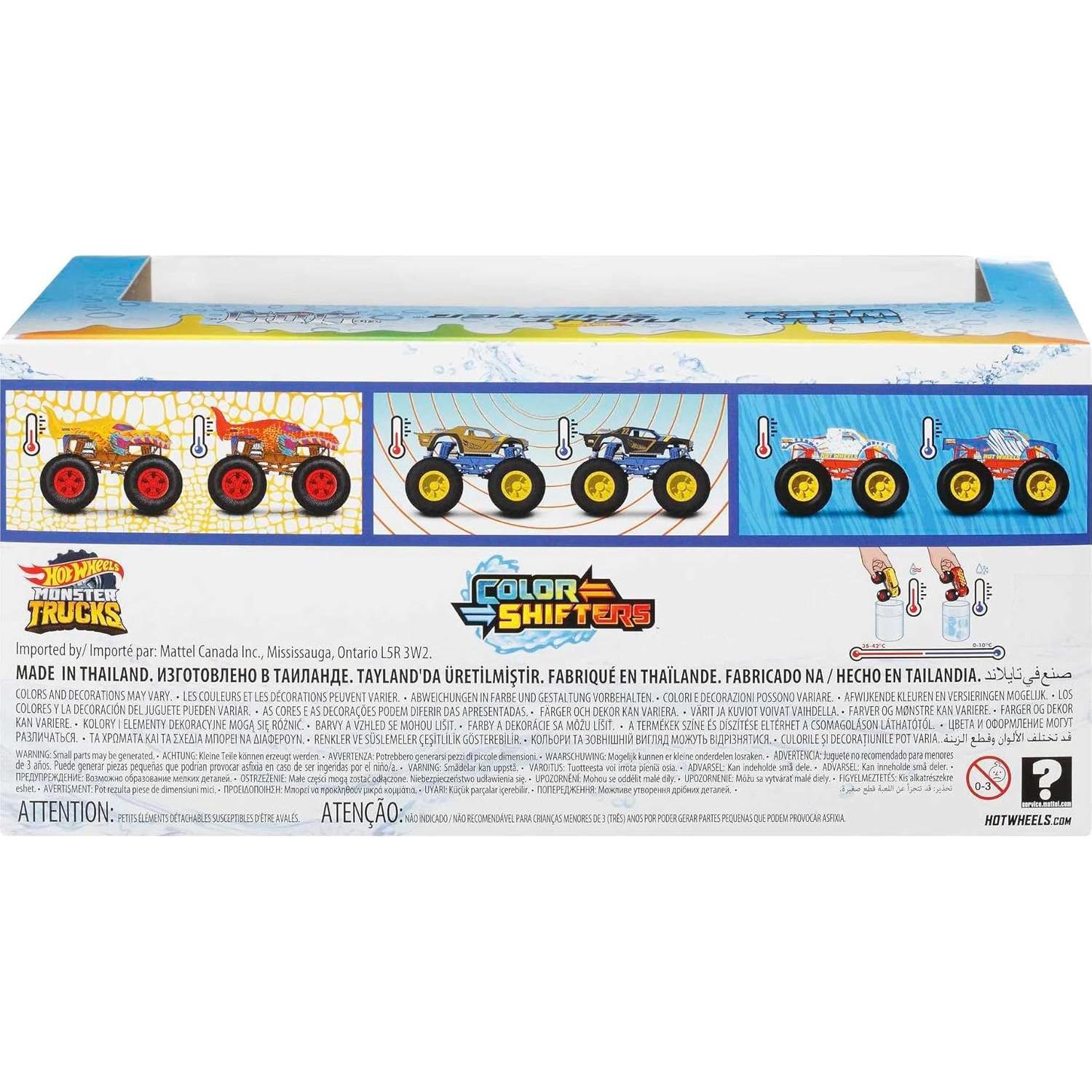 Hot Wheels Monster Trucks 1:64 Cambiadores de Color - Paquete de 3