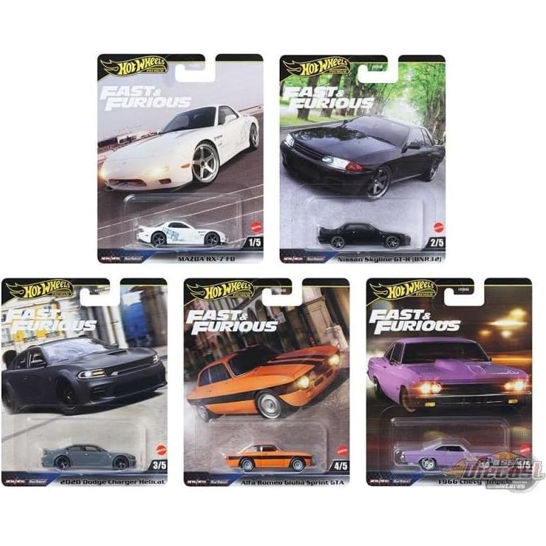 Set de 5 Autos de Metal Hot Wheels Rápido y Furioso 1:64