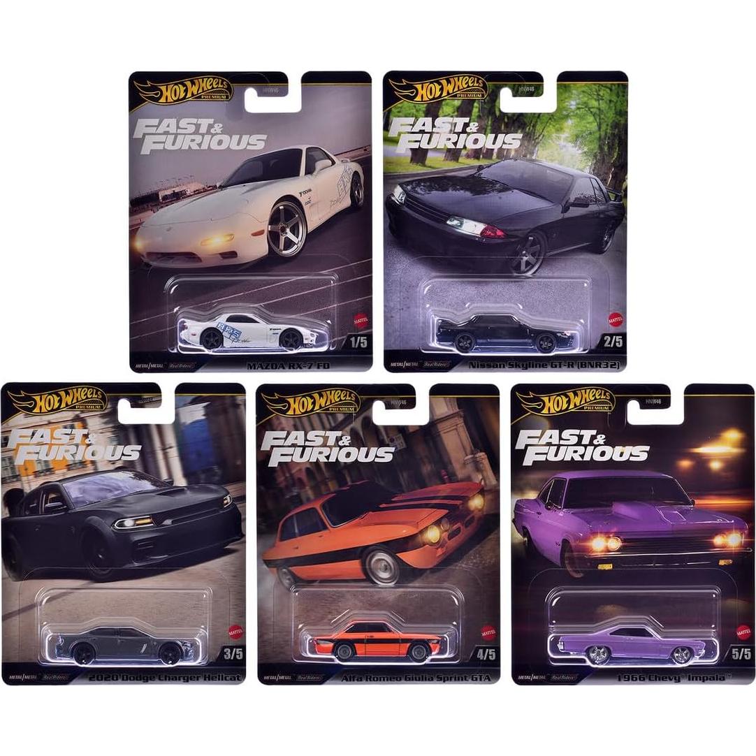 Set de 5 Autos de Metal Hot Wheels Rápido y Furioso 1:64