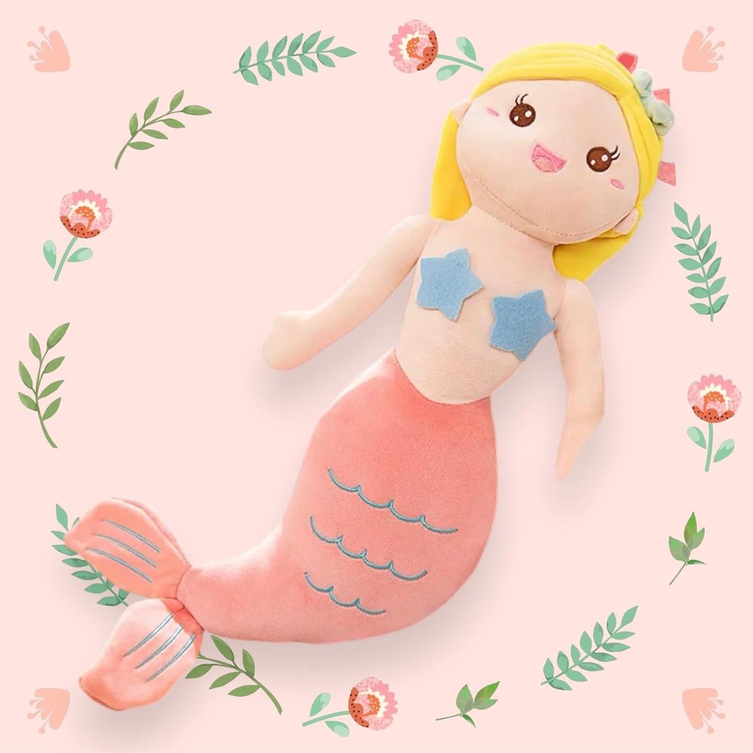 Peluche de Sirena Amarillo 58 cm Suave para Niñas