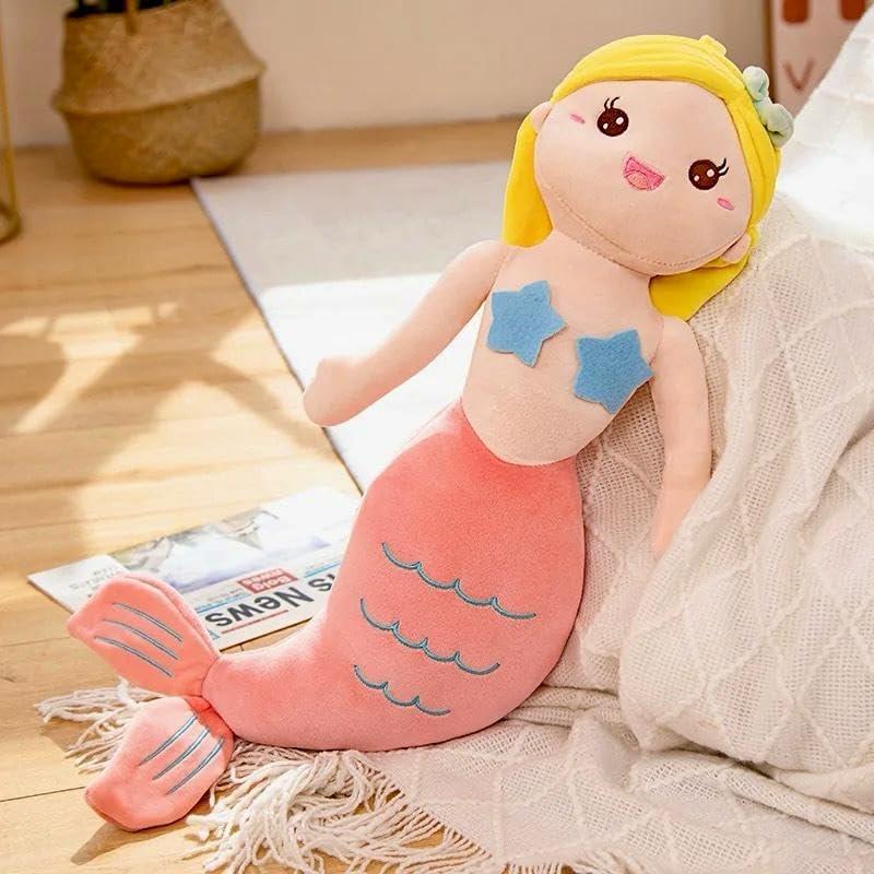 Peluche Sirena Amarillo 58 cm Suave para Niñas