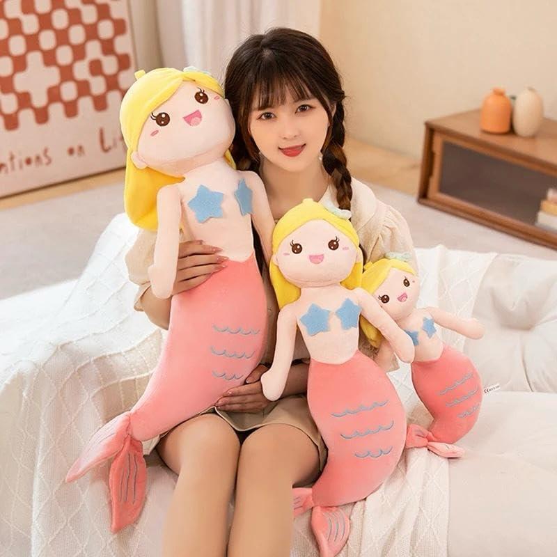 Peluche Sirena Amarillo 58 cm Suave para Niñas