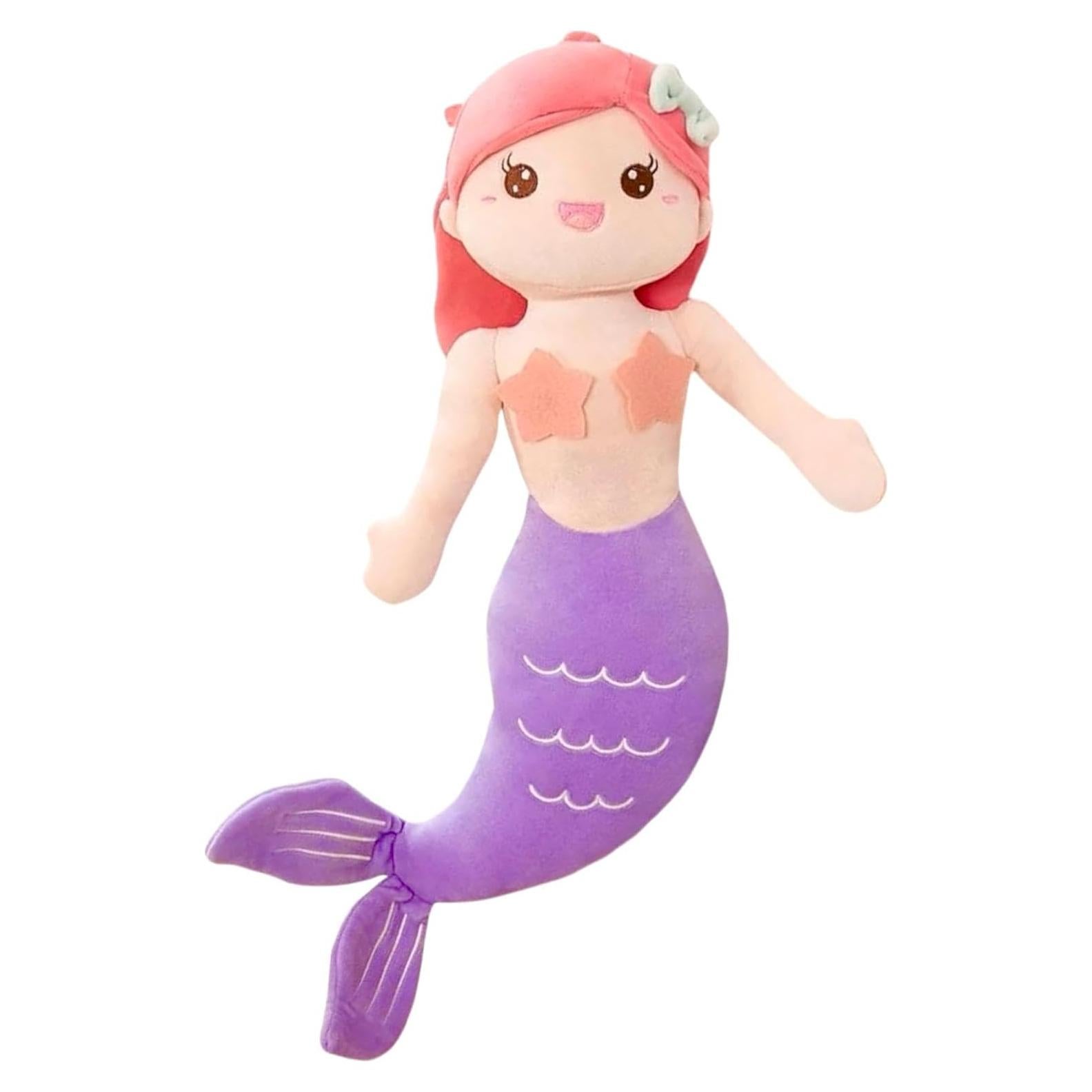 Peluche Sirena Almohada Suave 58 cm Fucsia y Morado