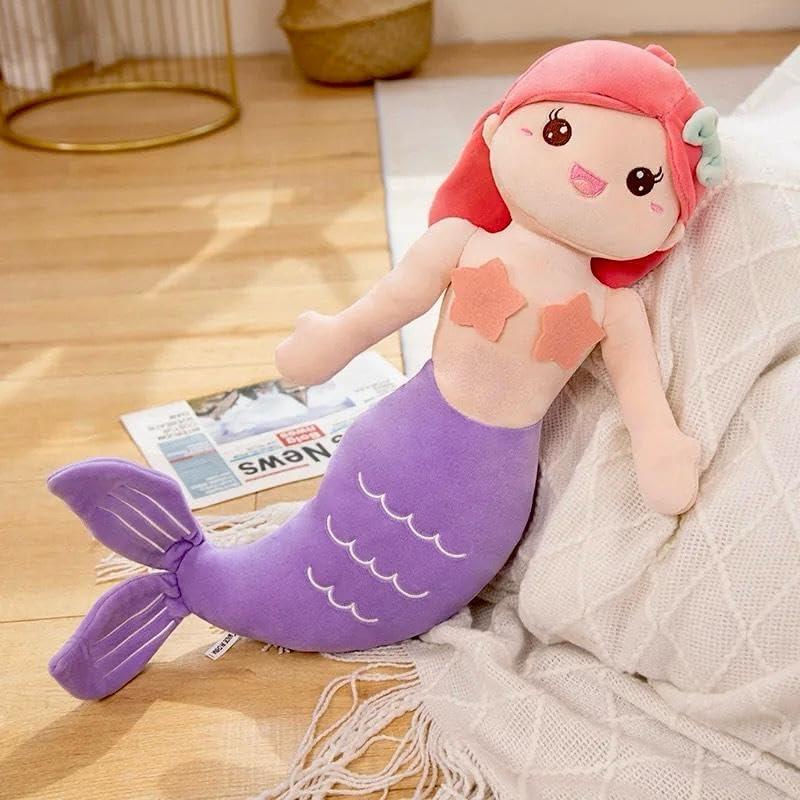 Peluche Sirena Almohada Suave 58 cm Fucsia y Morado