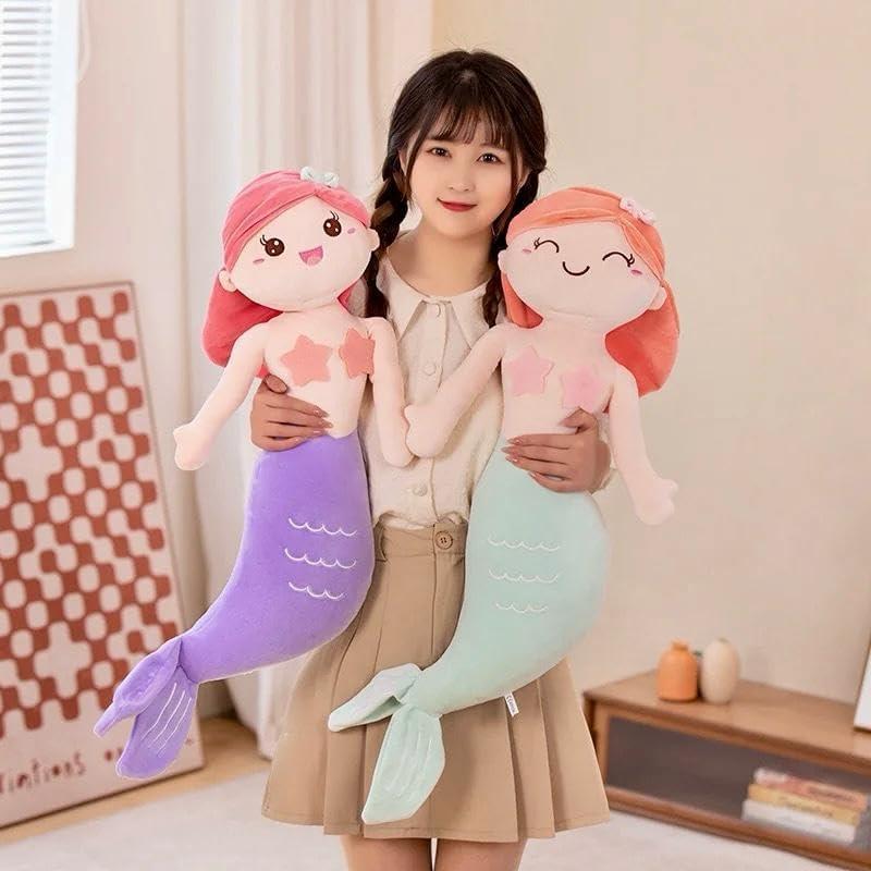 Peluche Sirena Almohada Suave 58 cm Fucsia y Morado