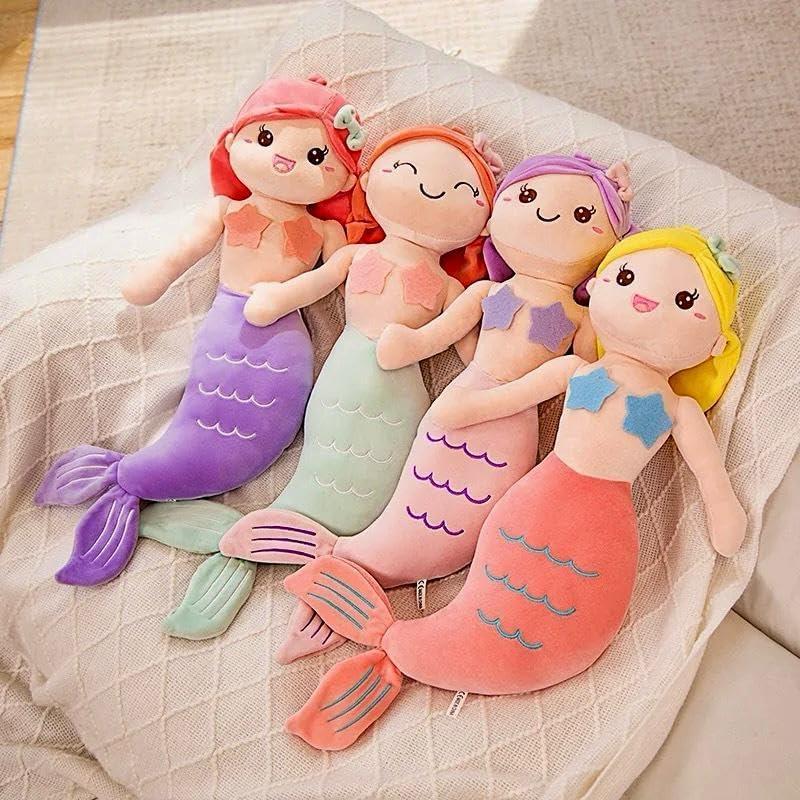 Peluche Sirena Almohada Suave 58 cm Fucsia y Morado