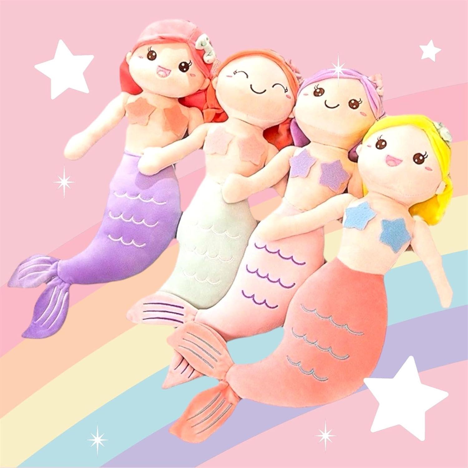 Peluche Sirena Almohada Suave 58 cm Fucsia y Morado