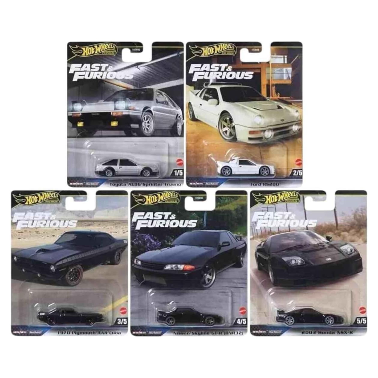 Set de 5 coches de metal fundido Hot Wheels Rápido y Furioso