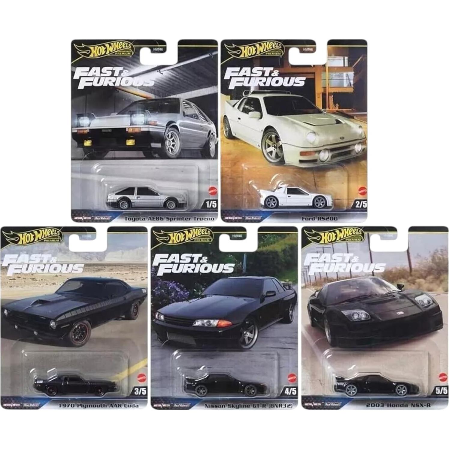 Set de 5 coches de metal fundido Hot Wheels Rápido y Furioso
