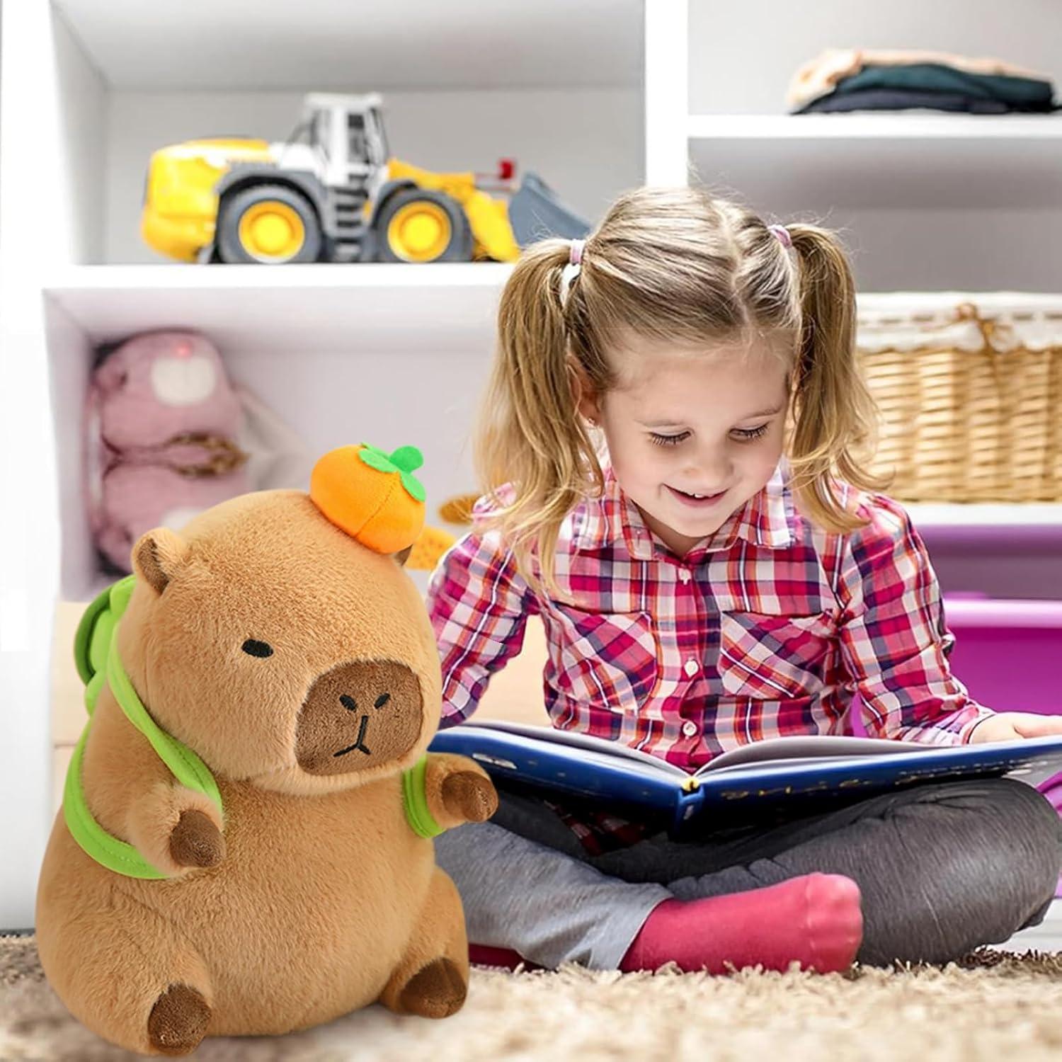 Cojín de Peluche Capibara Ditucu con Mochila Tortuga 28 cm